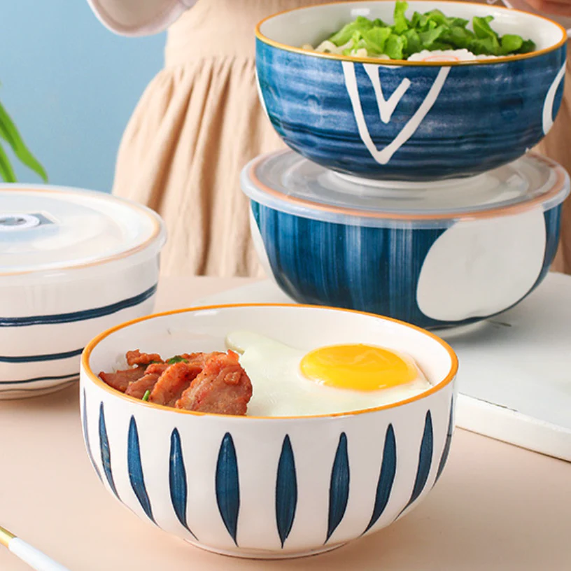 Nitori Teardrop Patterned Ceramic Serving Bowl 650ml - Image 3