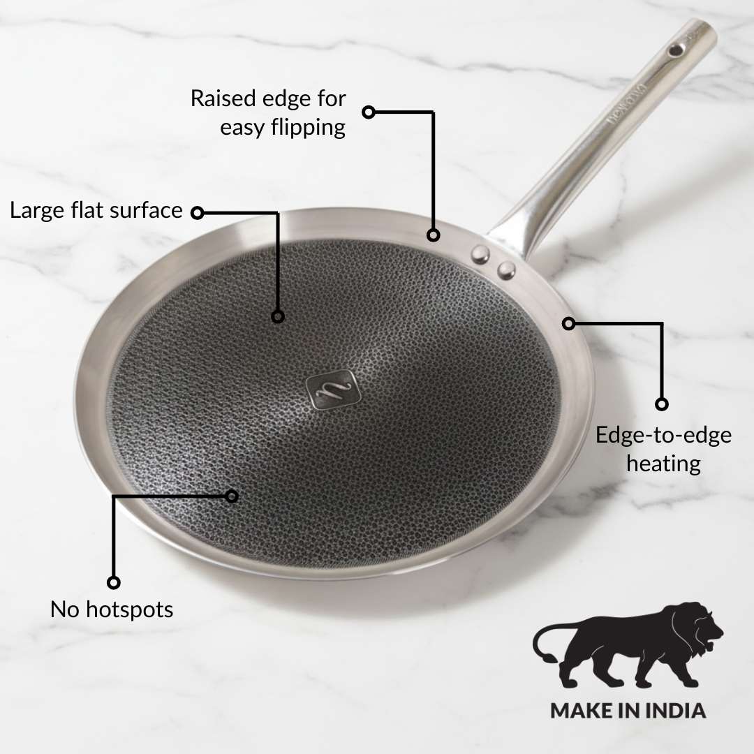 Non Stick Triply Induction Safe Honeycomb Dosa Tawa 32cm - Image 6