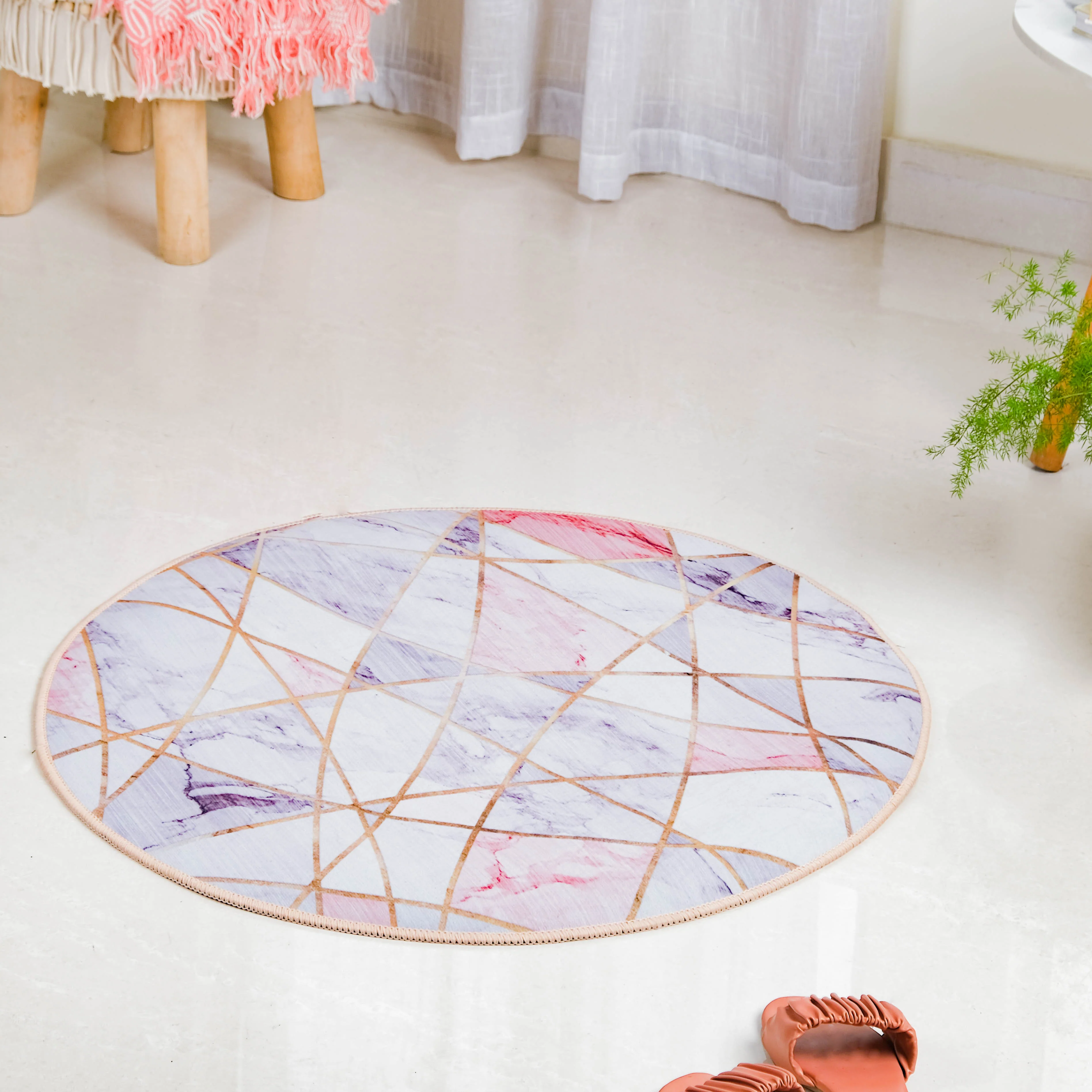 Nordic Round Carpet Pink - Image 3