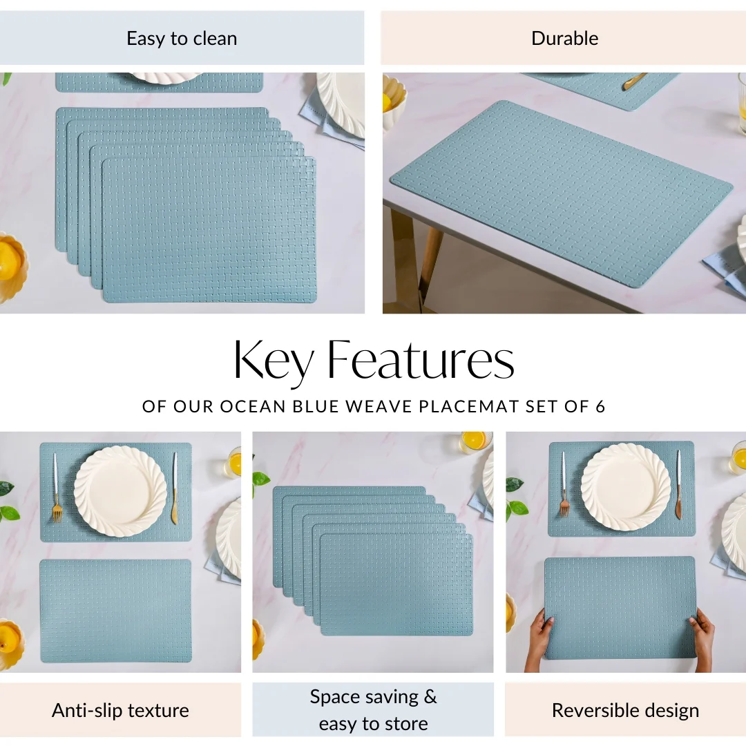 Ocean Blue Weave Placemat Set Of 6 - Image 5