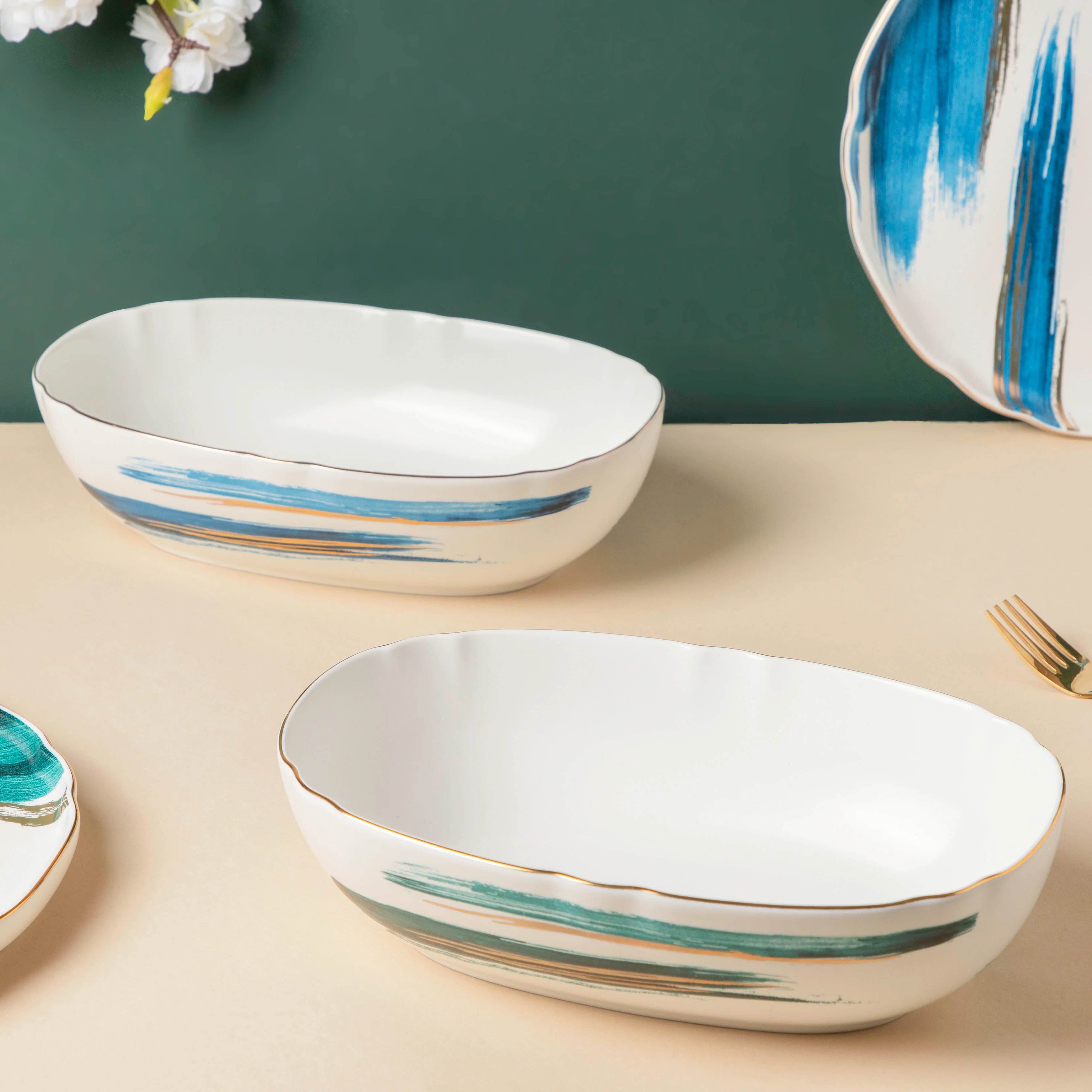 Oceanic Coastal Green Serving Bowl 10 Inch - Image 6