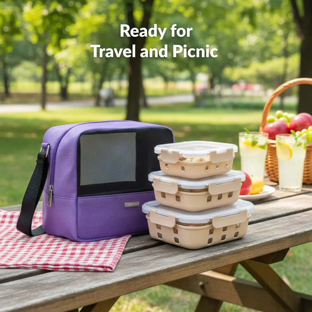 On The Go Mesh Lunch Bag Purple - Image 8