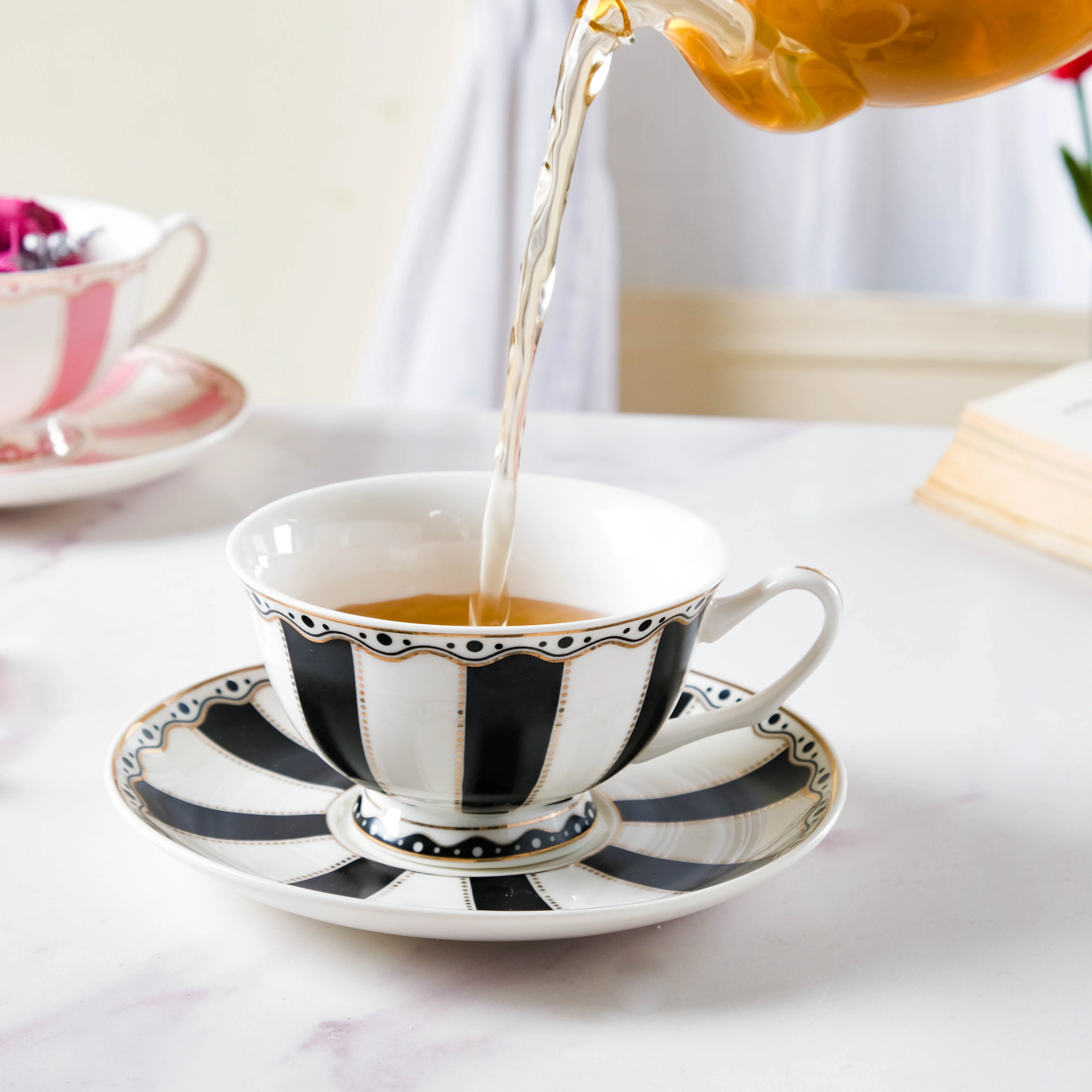 Opal Black Cup and Saucer Set 150 ml - Image 3