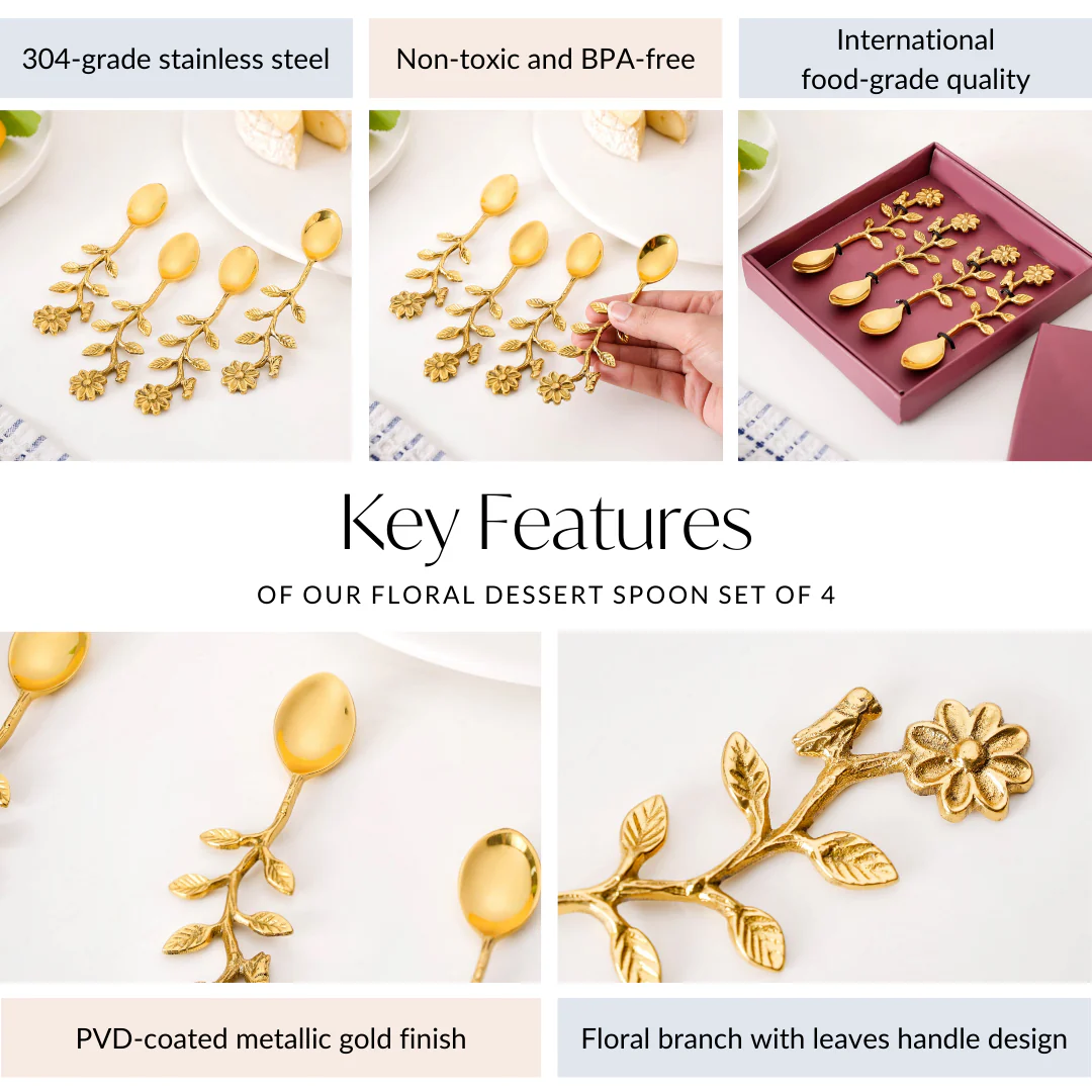 Opulent Gold Floral Dessert Spoon Set Of 4 - Image 4