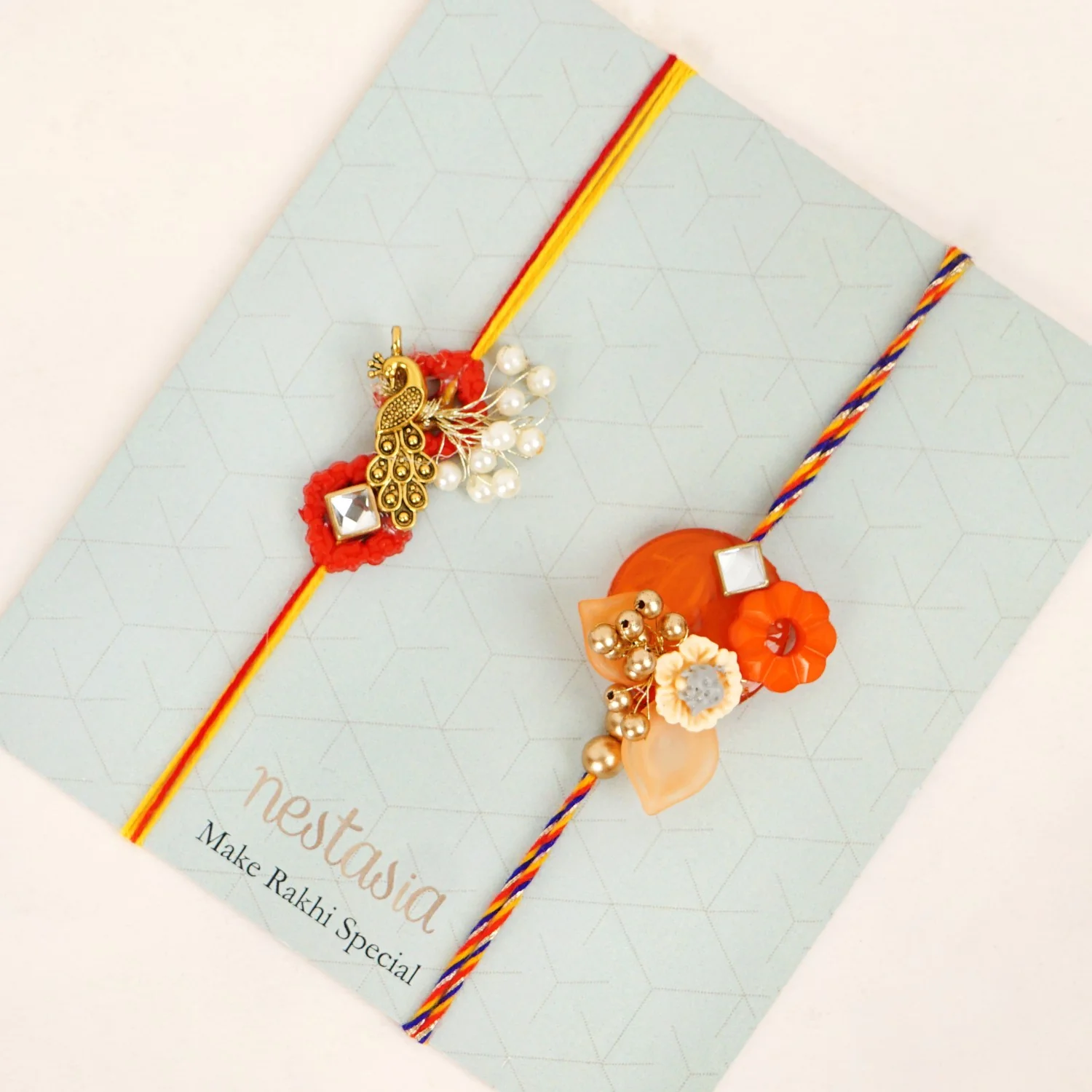 Orange And Gold Peacock Rakhi Gift Set - Image 6