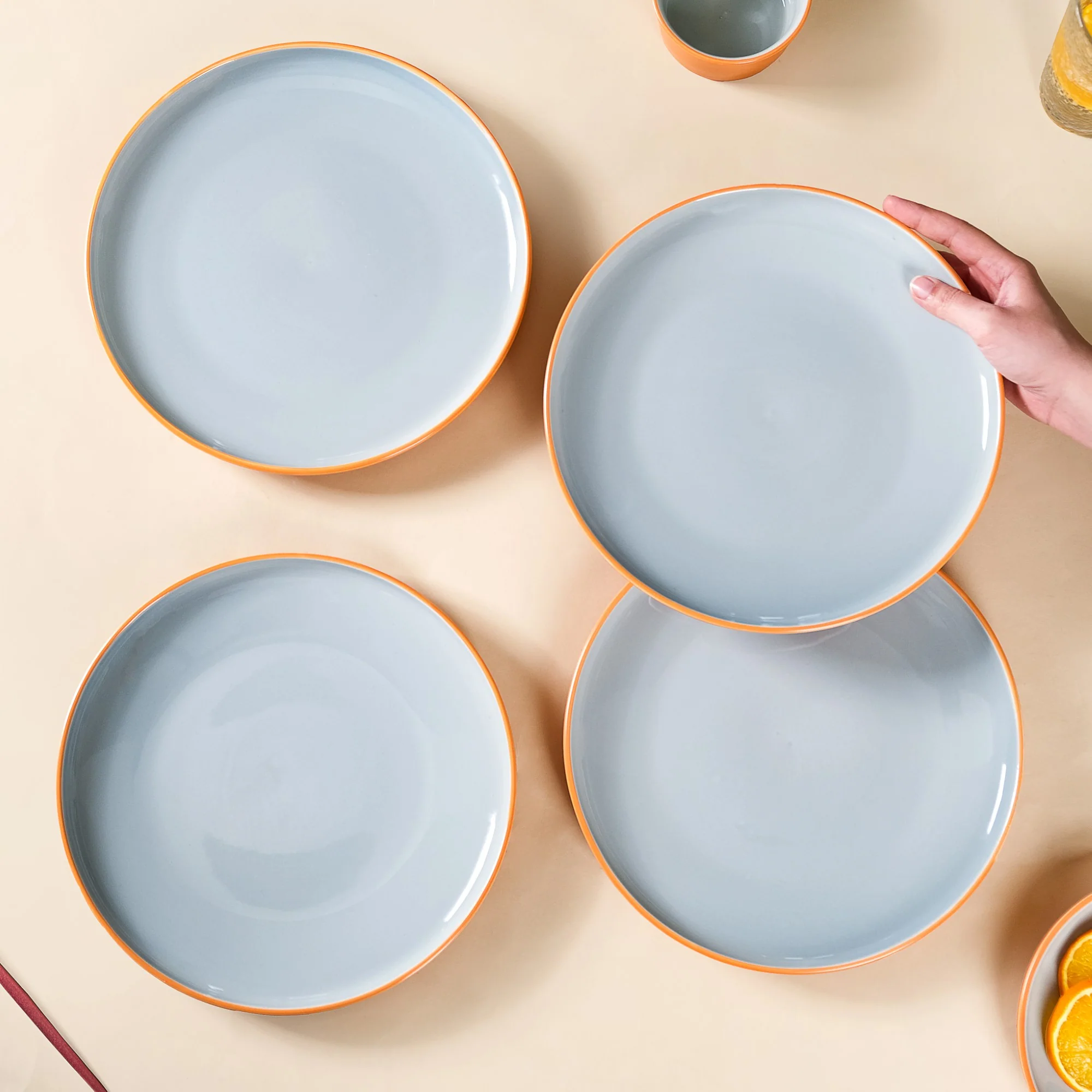 Orange Zoella Set Of 4 Dinner Plates 10 Inch - Image 3