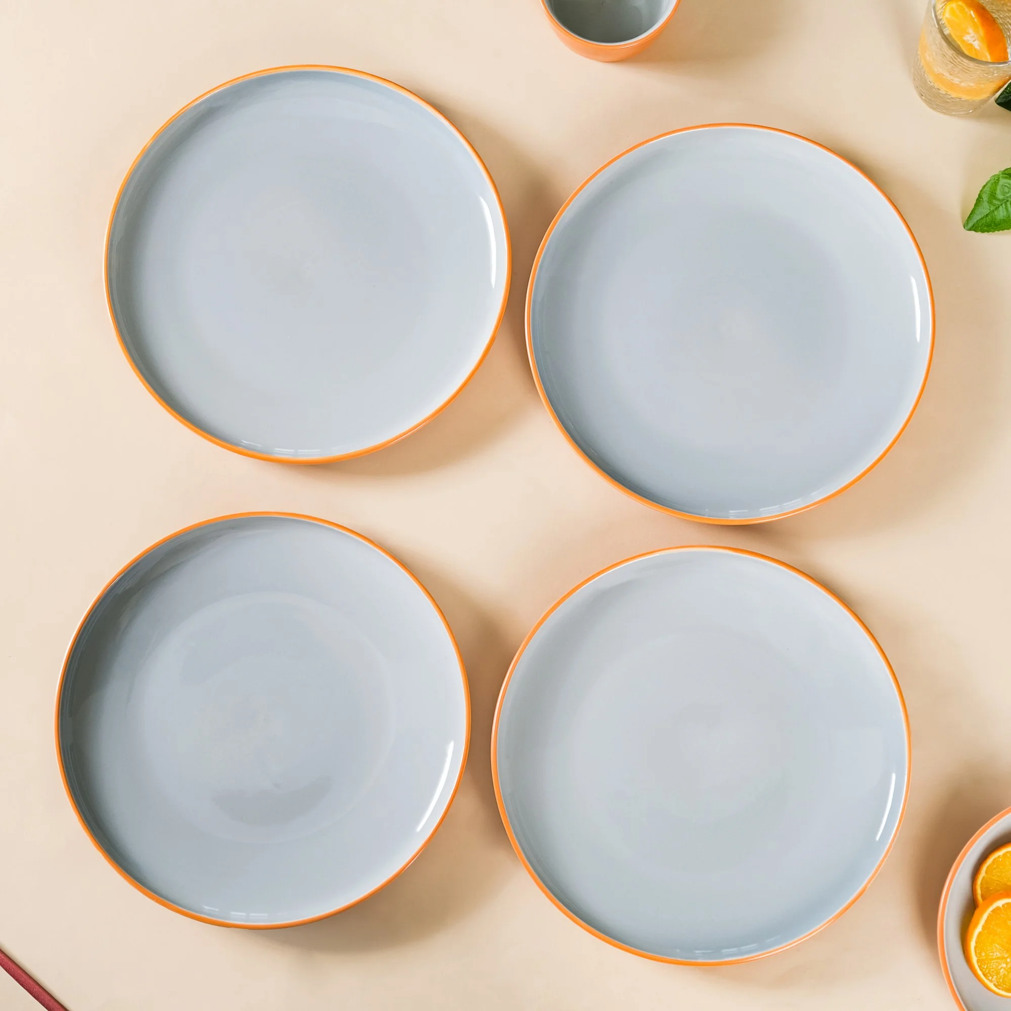 Orange Zoella Set Of 4 Dinner Plates 10 Inch - Image 4