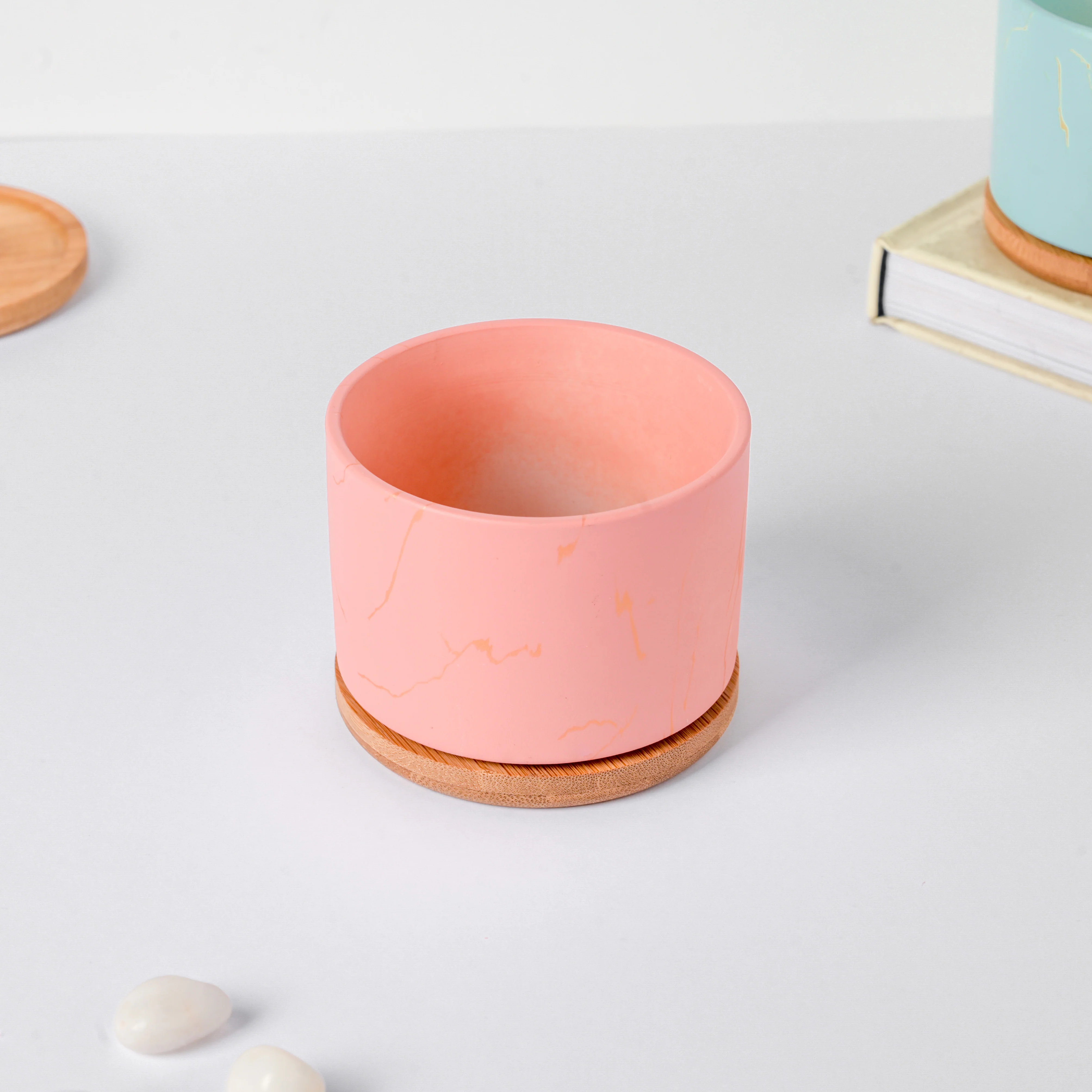 Orchid Pink Ceramic Planter With Coaster - Image 3