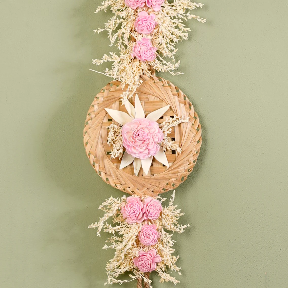 Organic Dried Grass Wall Hanging Light Pink Set Of 2 - Image 5
