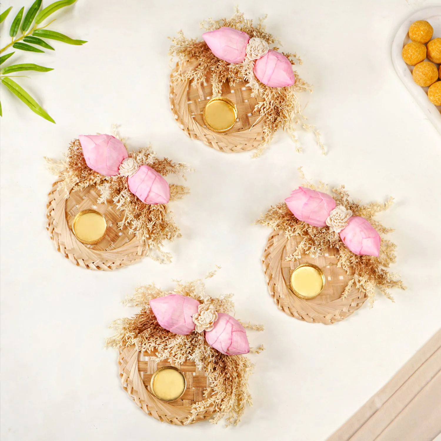Organic Sola Lotus Tea Light Holder Pink Set Of 4 - Image 8