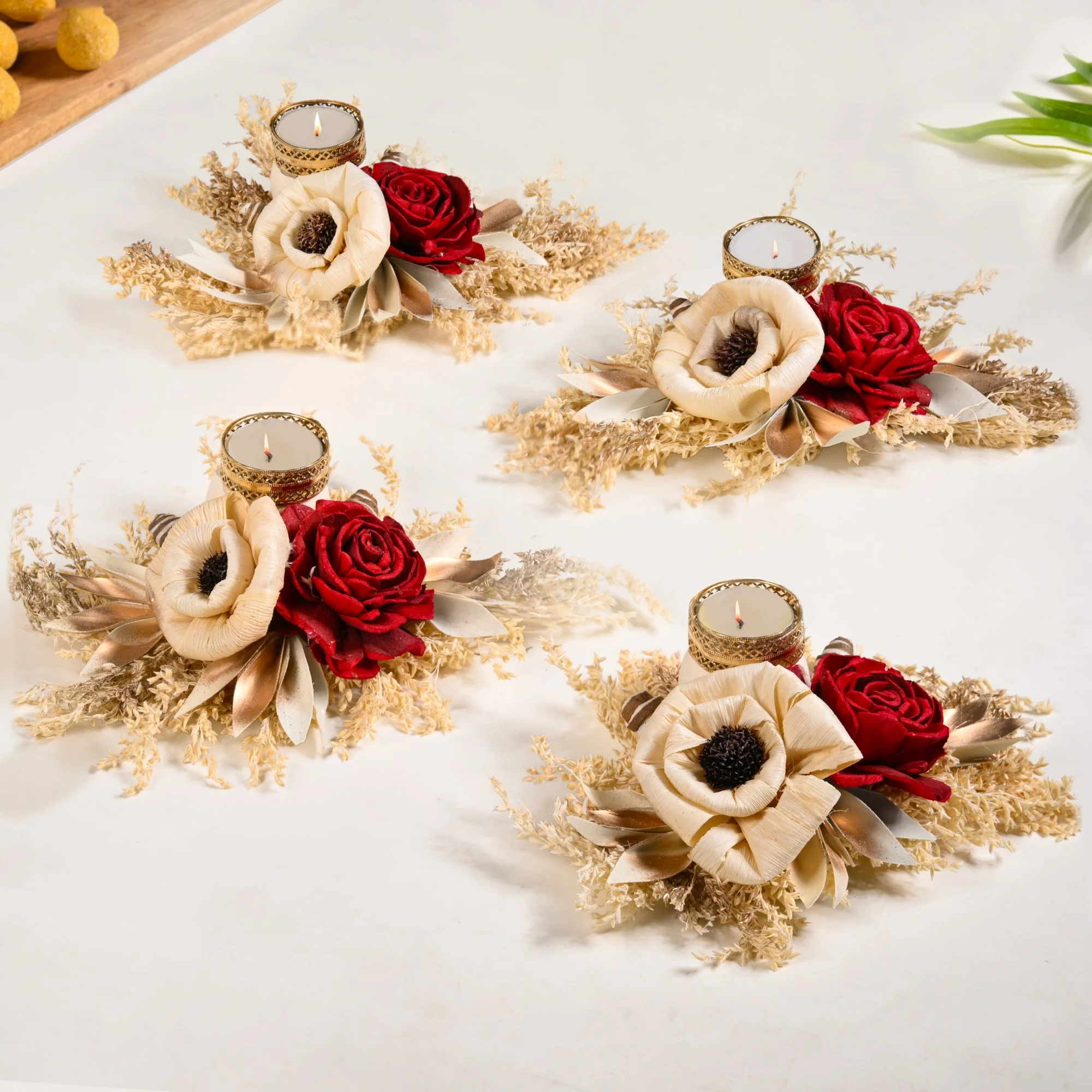 Organic Tealight Candle Holder Red Set Of 4 - Image 7