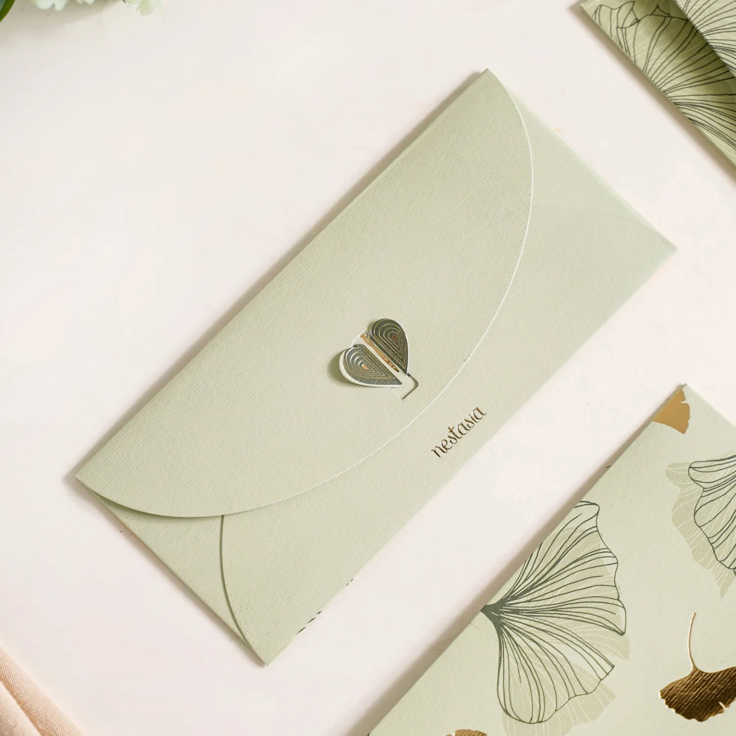 Oriental Glam Designer Set Of 12 Money Envelope Sage Green - Image 8