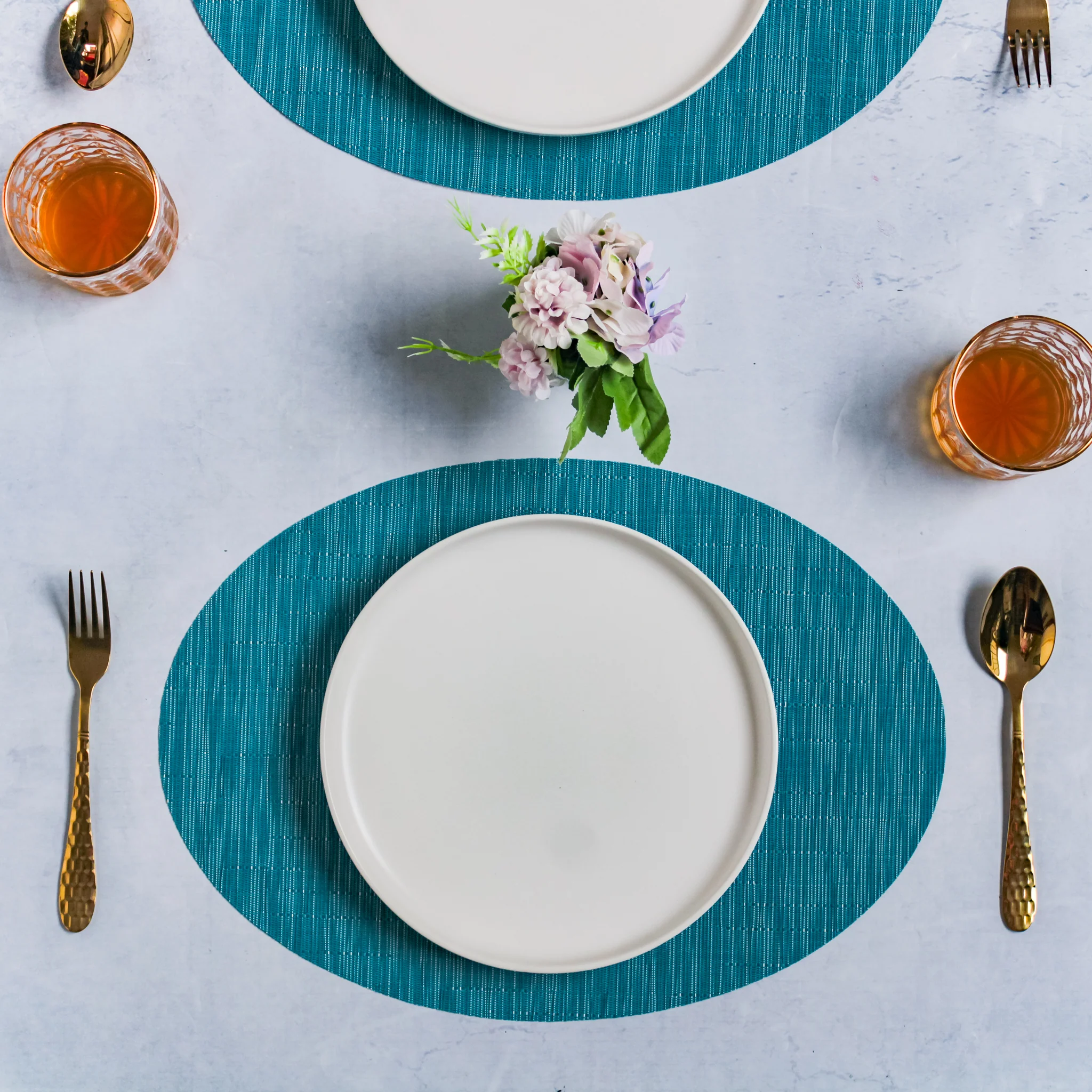 Oval Table Mat Blue Set of 2 - Image 3