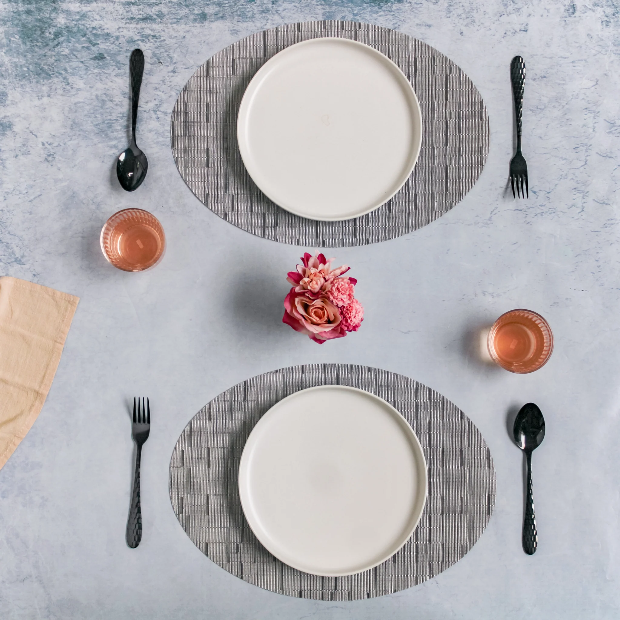 Oval Table Mat Grey Set of 2 - Image 2