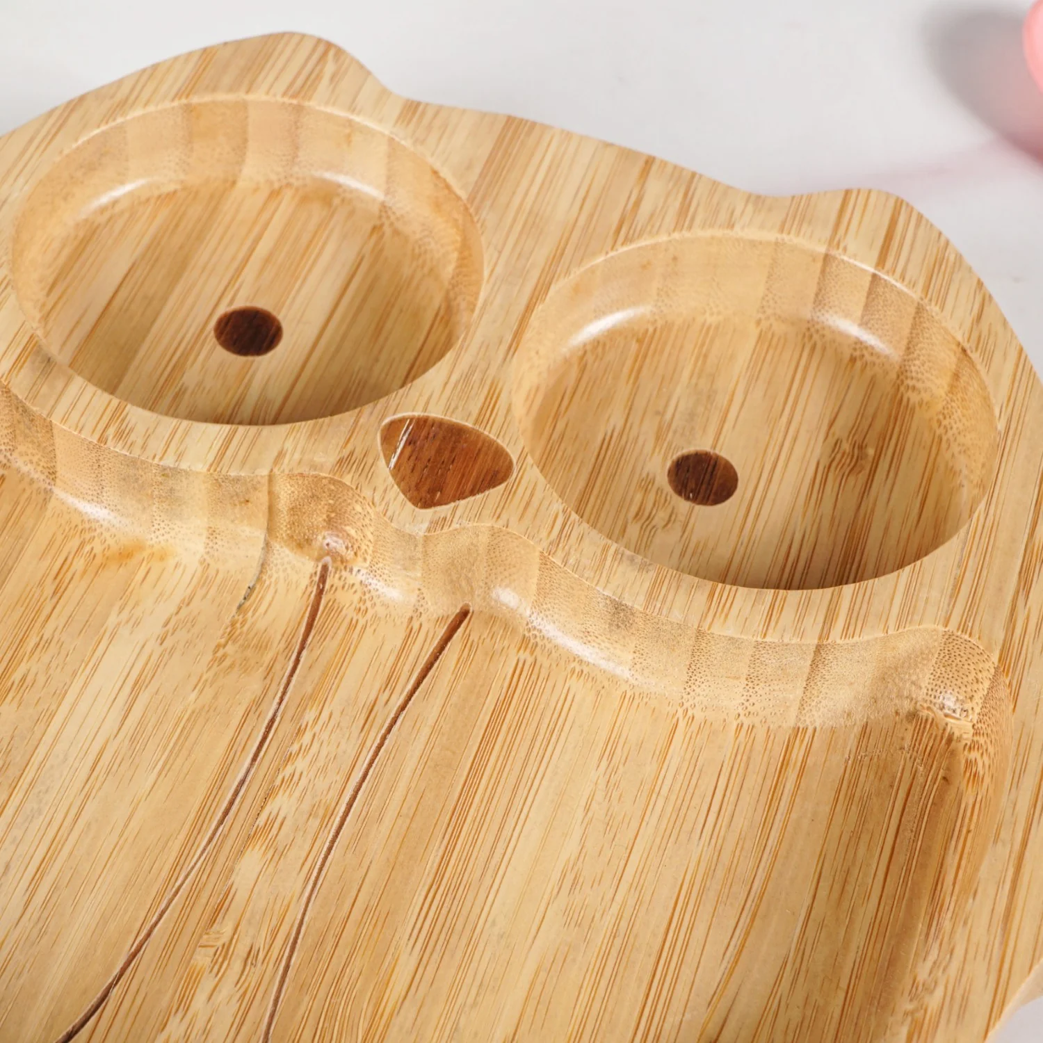 Owl Suction Base All Natural Bamboo Divided Plate Silicon Spoon Set - Image 8