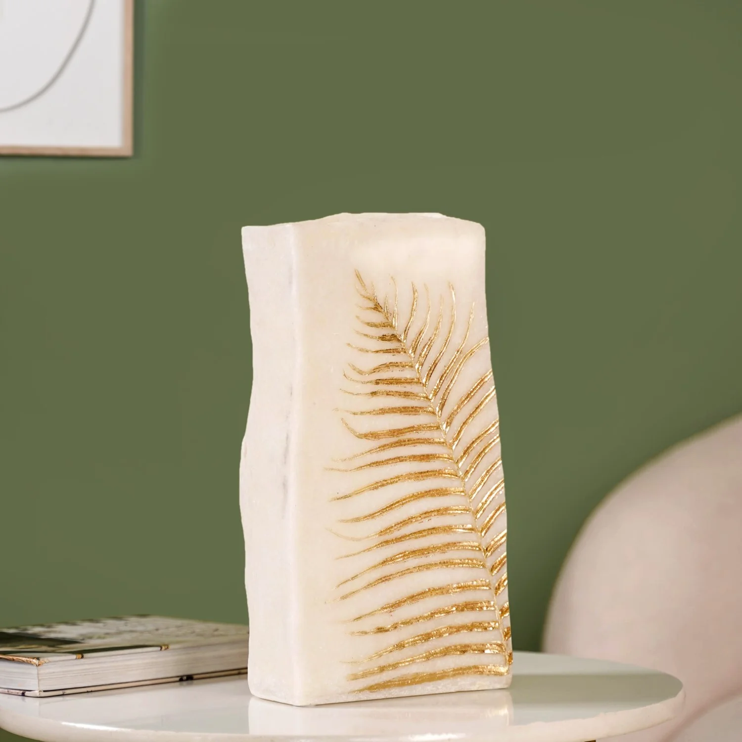 Palm Leaf Stone Finish Flower Vase - Image 6