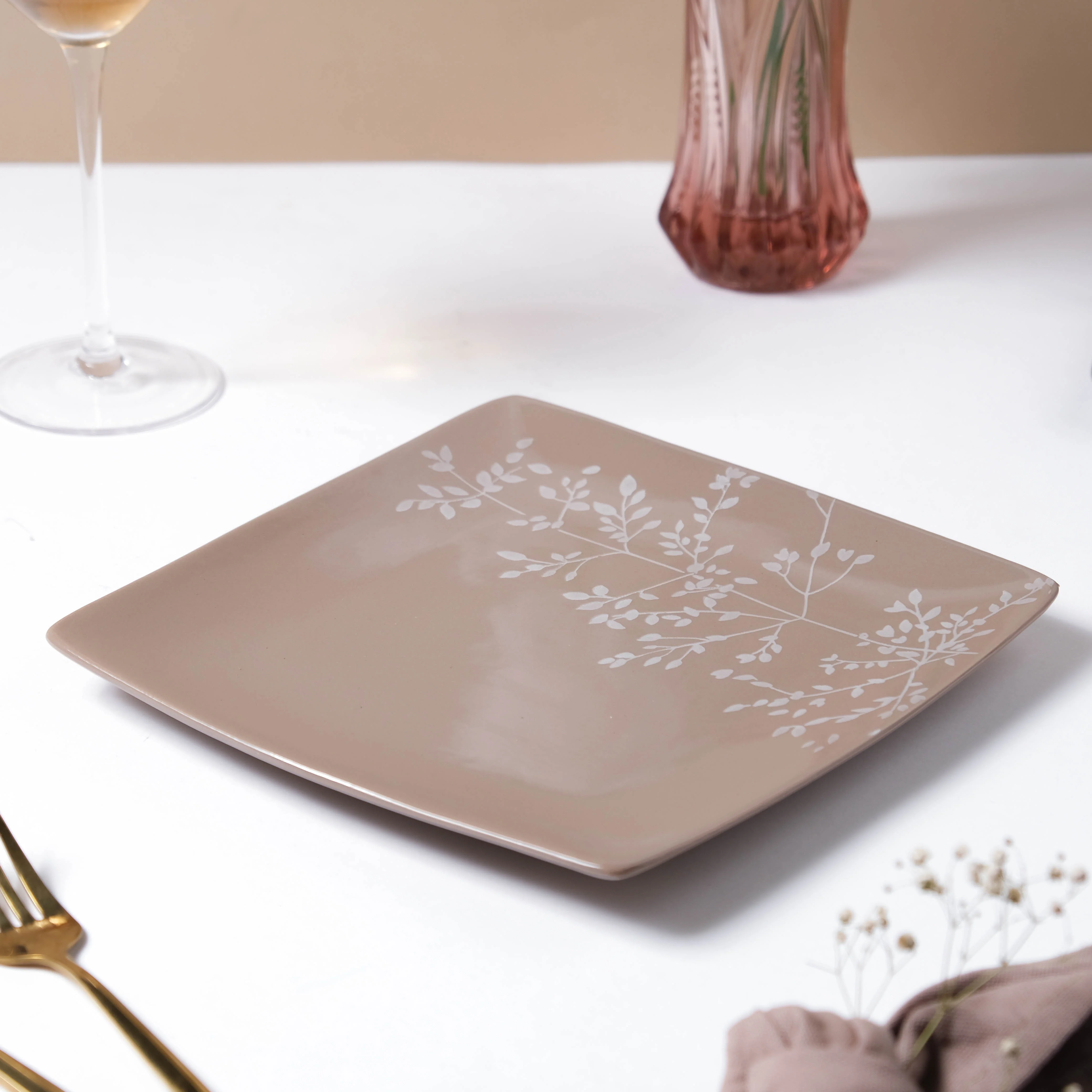 Pandora Sprig Square Plate Brown 8.5 Inch - Image 4