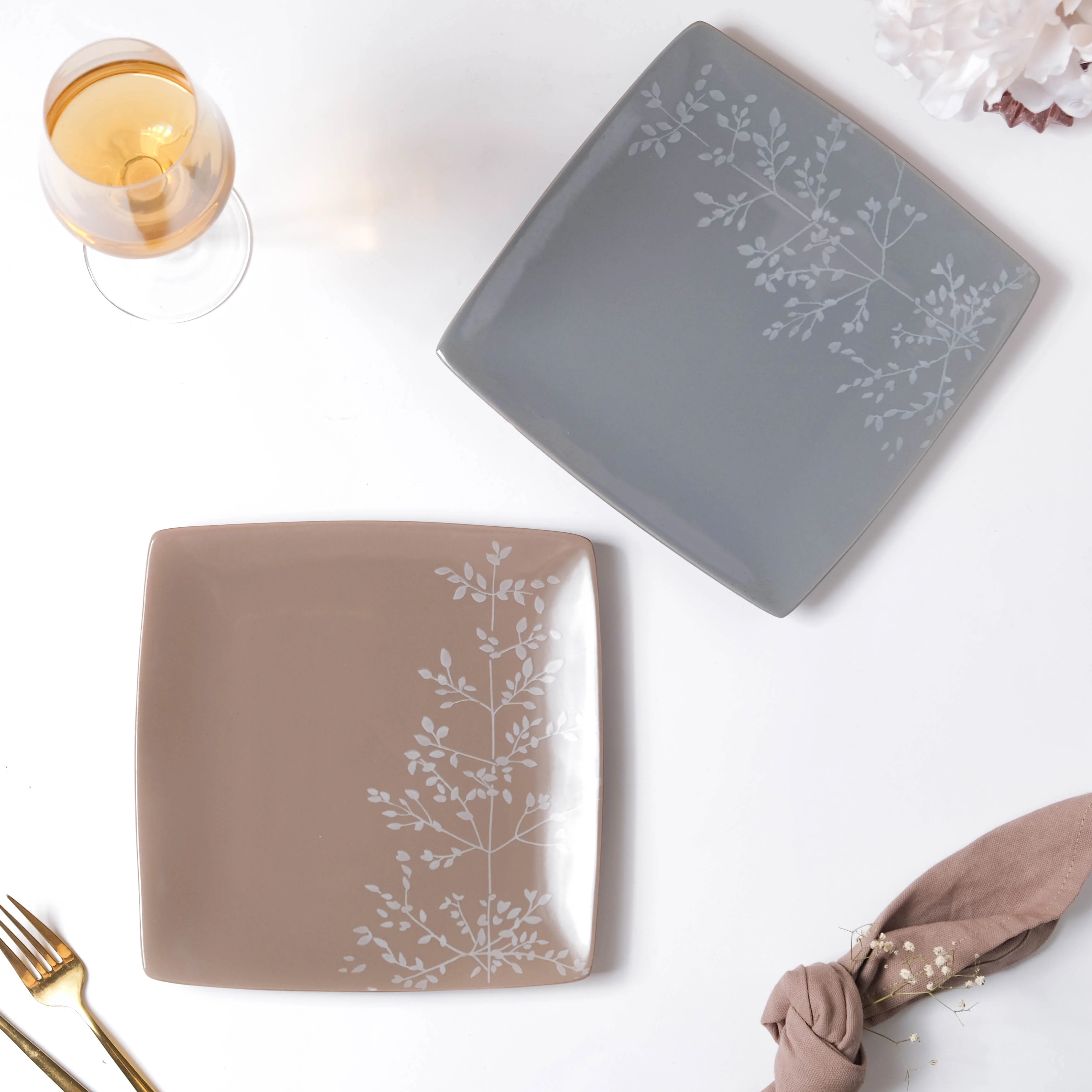 Pandora Sprig Square Plate Brown 8.5 Inch - Image 8