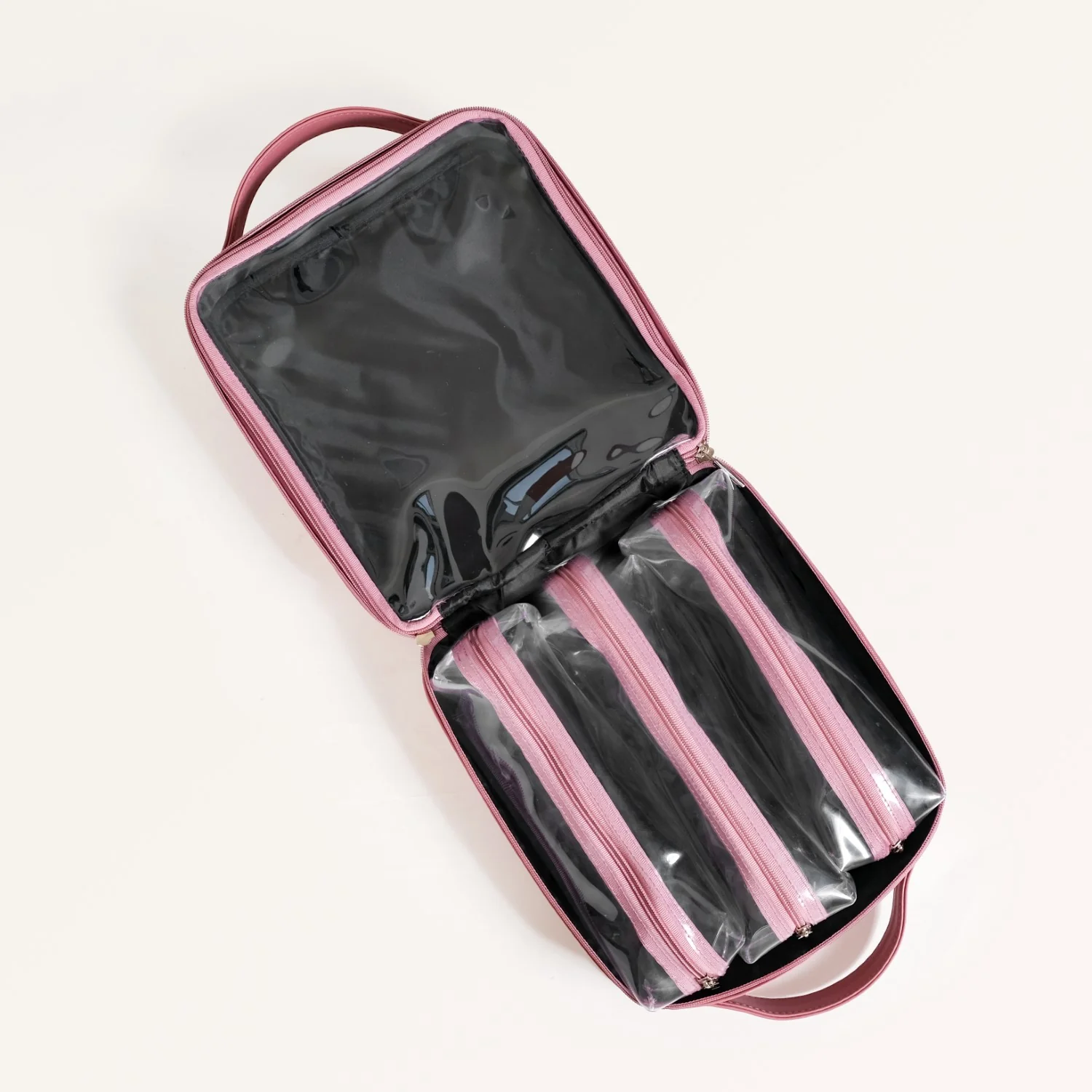 Pastel Pink Quilted Travel Organiser Kit Set Of 4 - Image 6