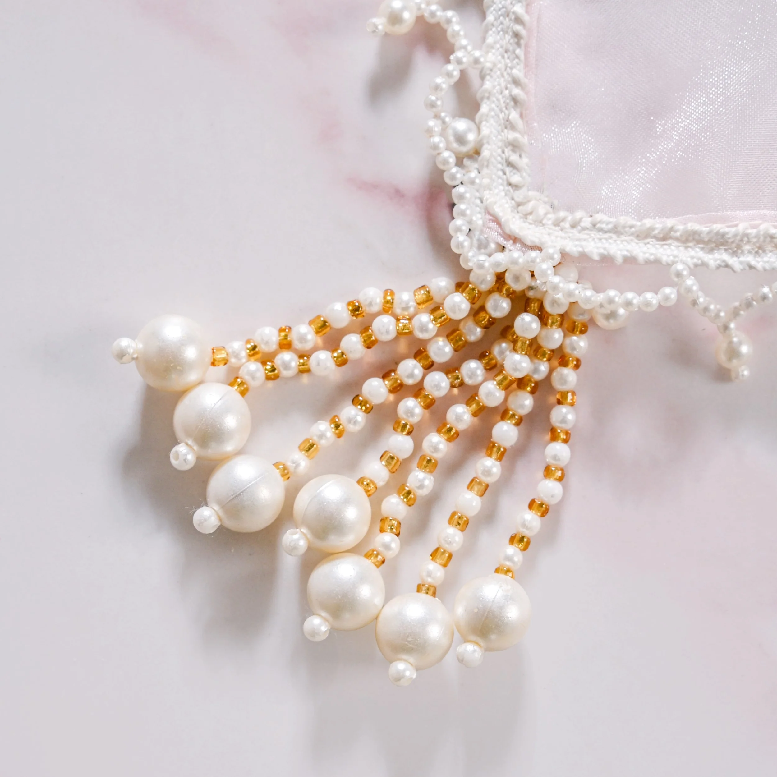 Pastel Pink Tray Cover With Tassels Set Of 2 - Image 6