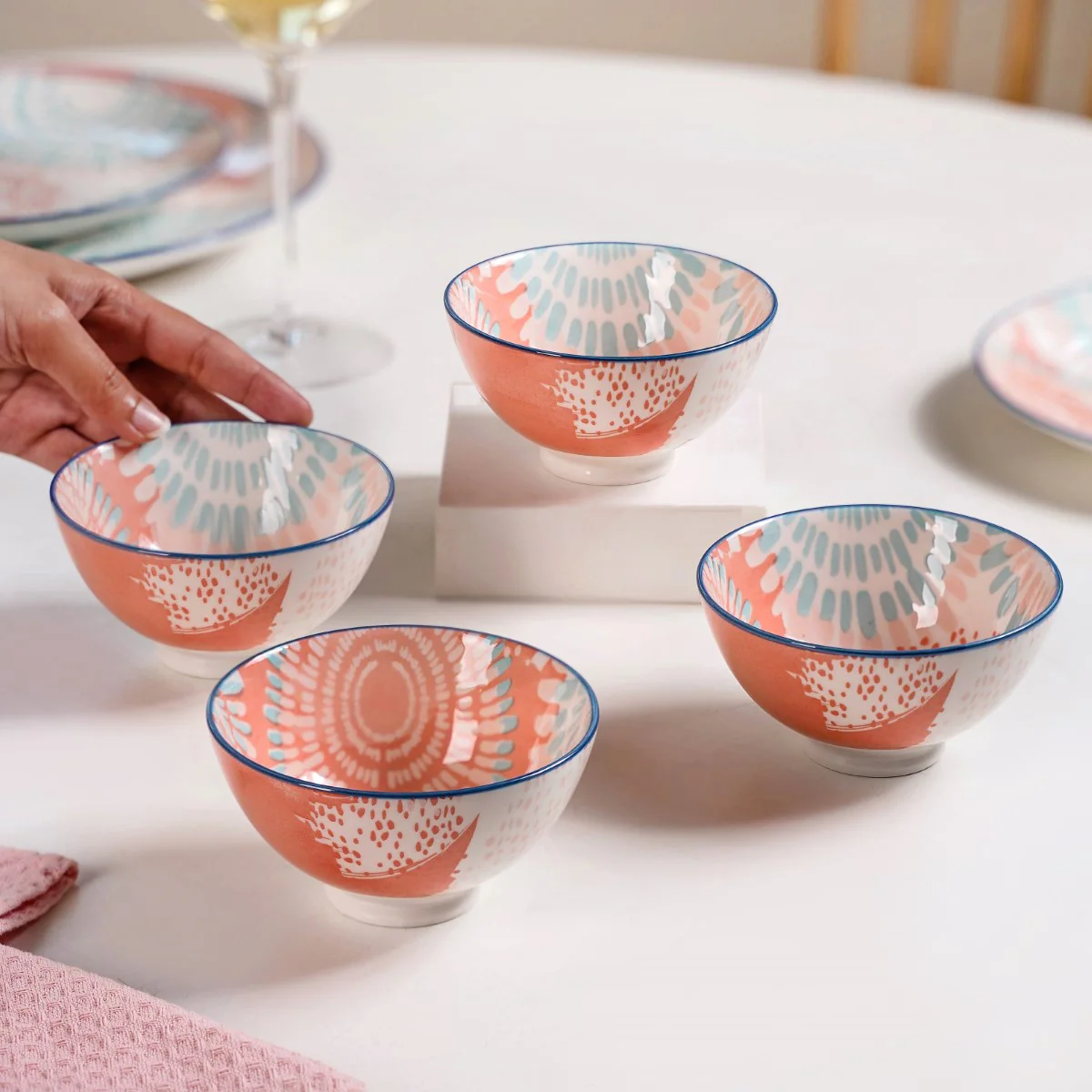 Pastel Print Ceramic Snack Bowls Set Of 4 300ml - Image 8