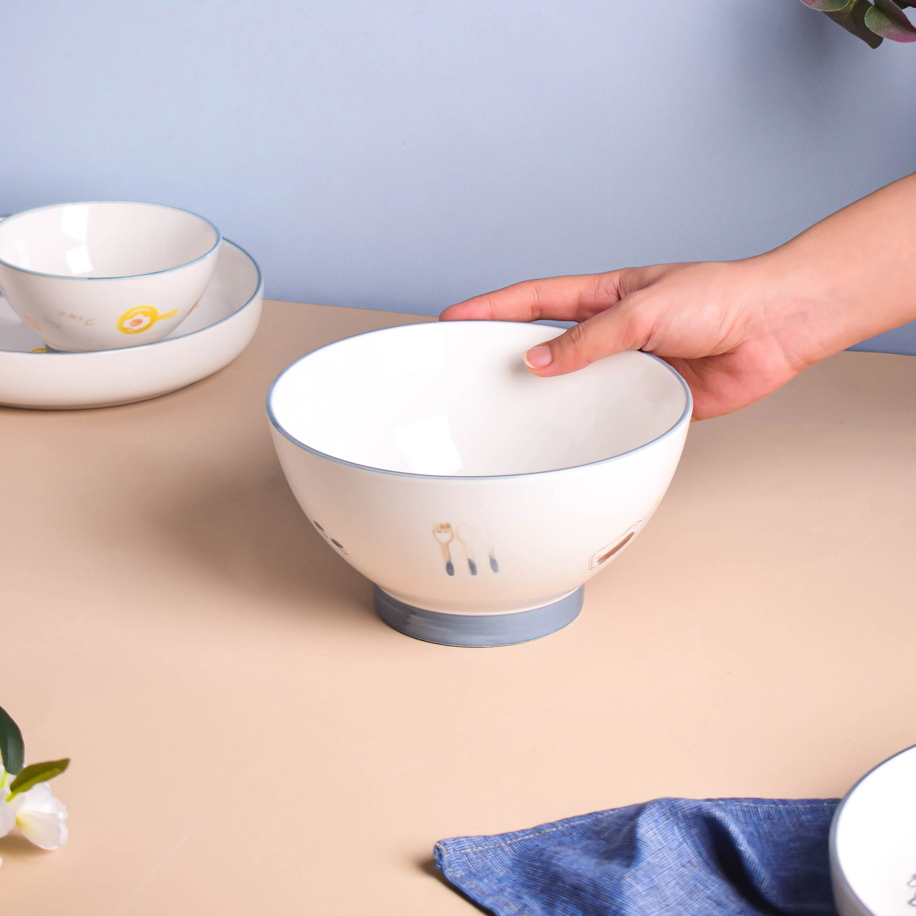 Patterned Soup Bowl Set For 4 - Image 17