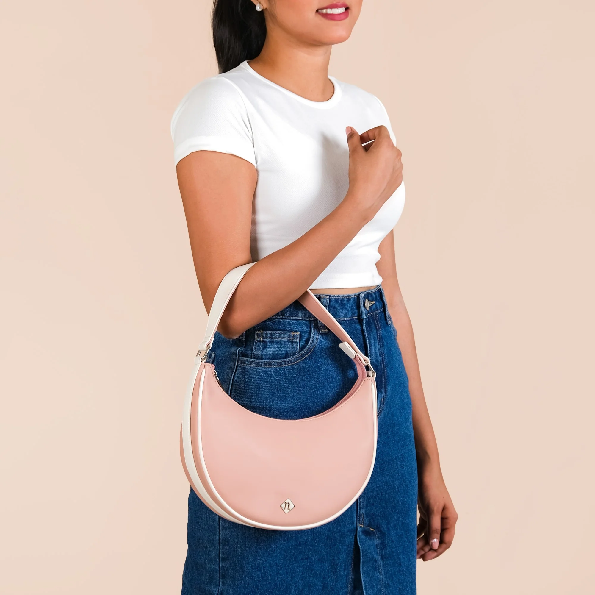 Peachy Glam Half Moon Bag - Image 3