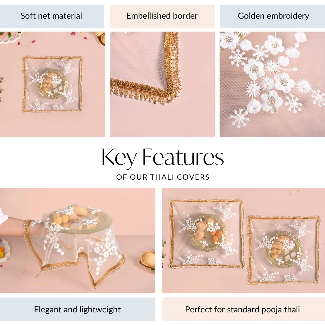 Pearl Detail Net Thali Covers Set Of 2 - Image 5