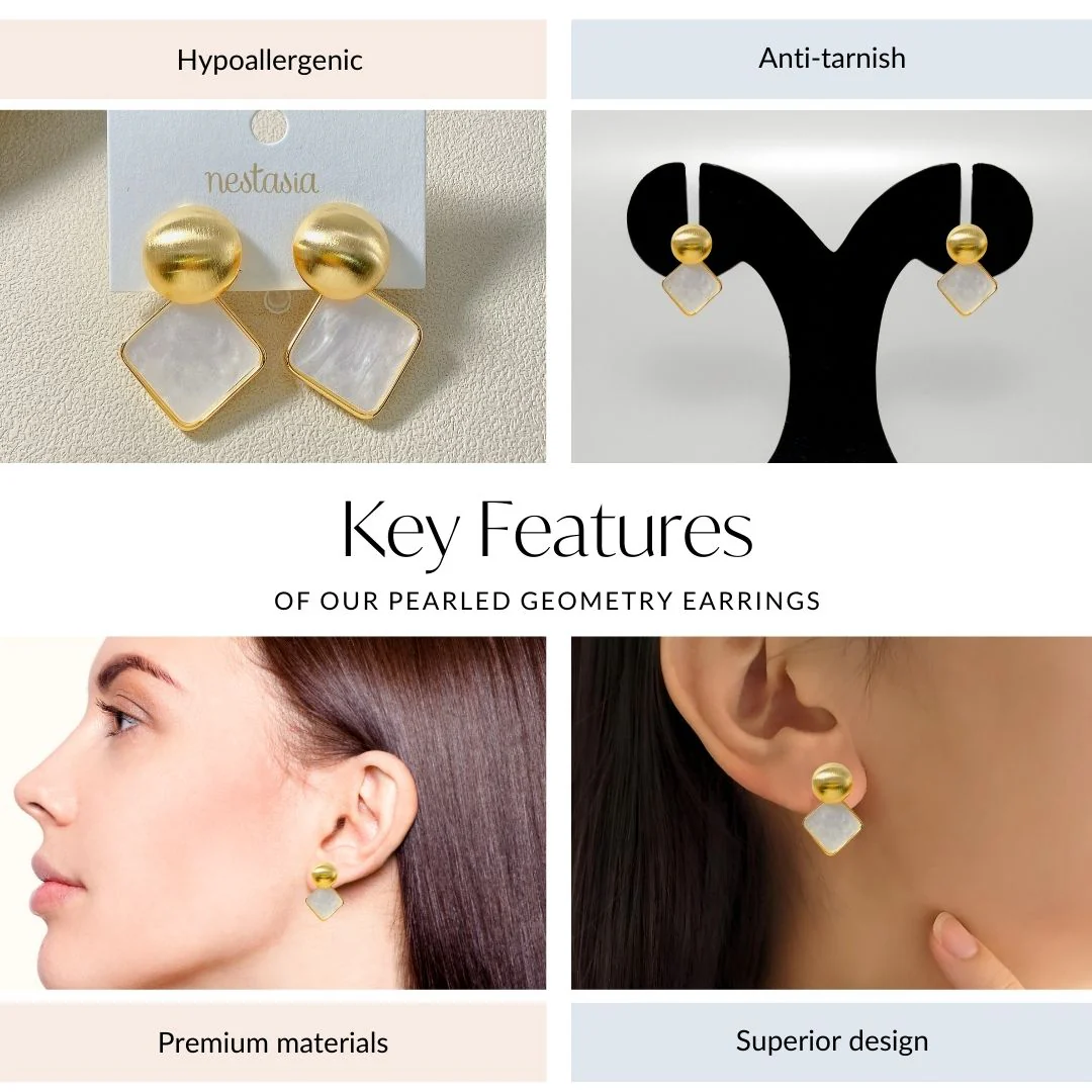 Pearled Geometry Earrings - Image 4