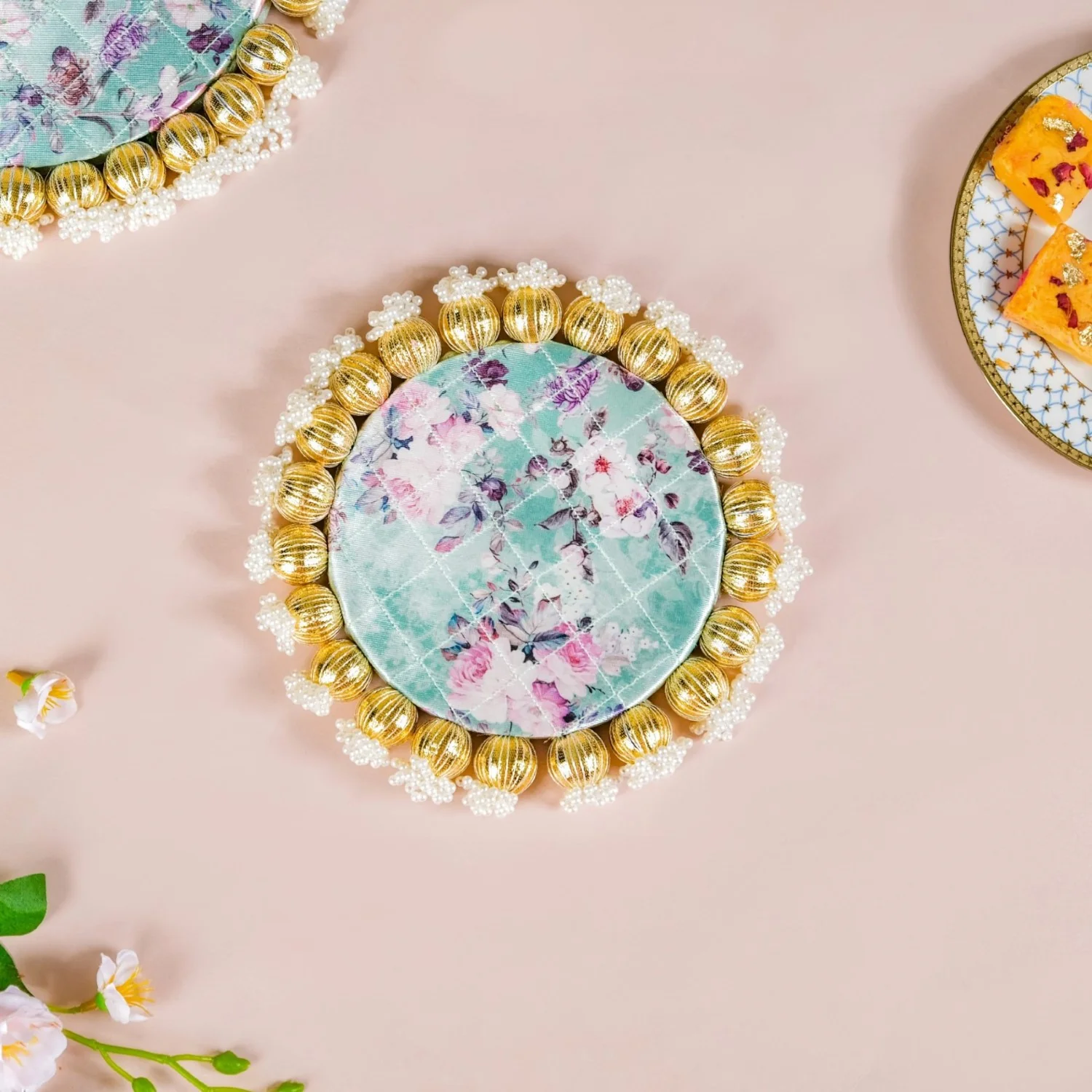 Pearls Decorative Round Trivet Mat Set Of 2 Green - Image 8