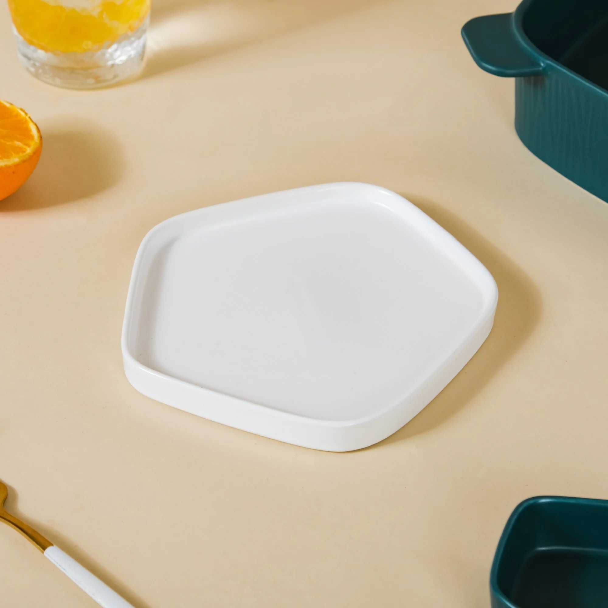 Pentagon Green & White 15 Piece Snack Set For 3 - Image 4