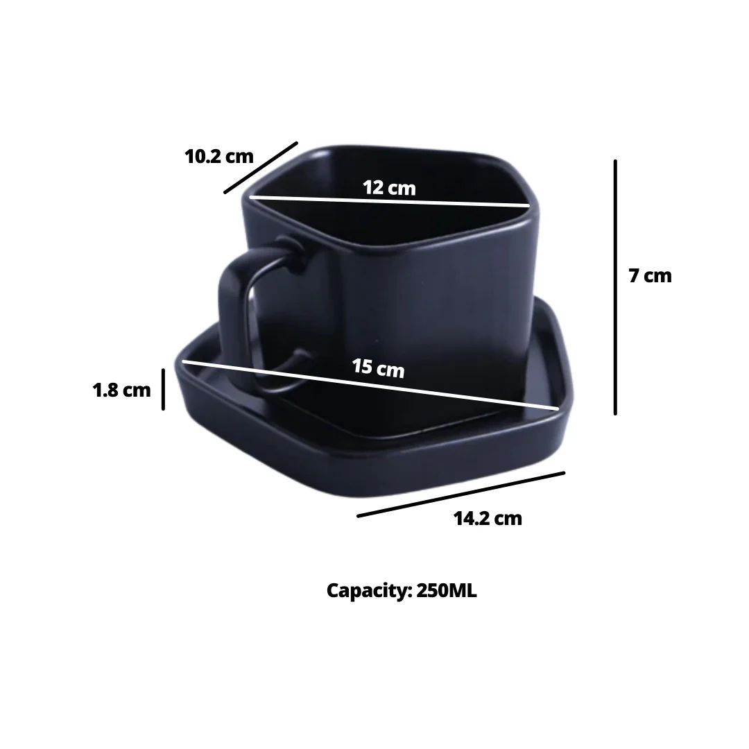Pentagon Mug with Saucer Blue - Image 6
