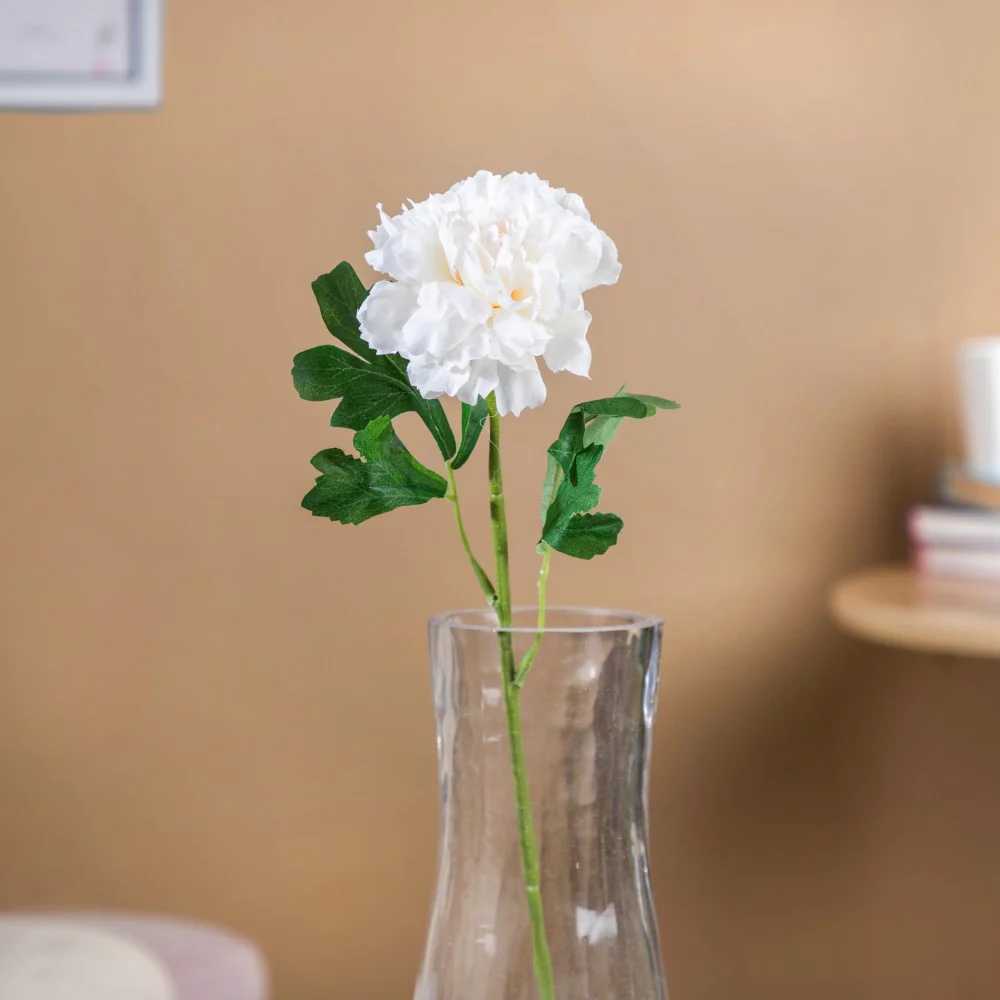 Peony Artificial Flower White Set Of 5 - Image 5
