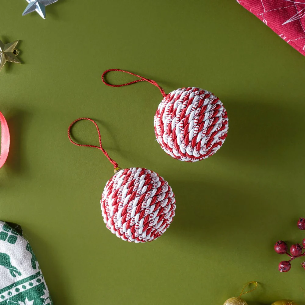 Peppermint Round Candy Bauble Set Of 2 - Image 8