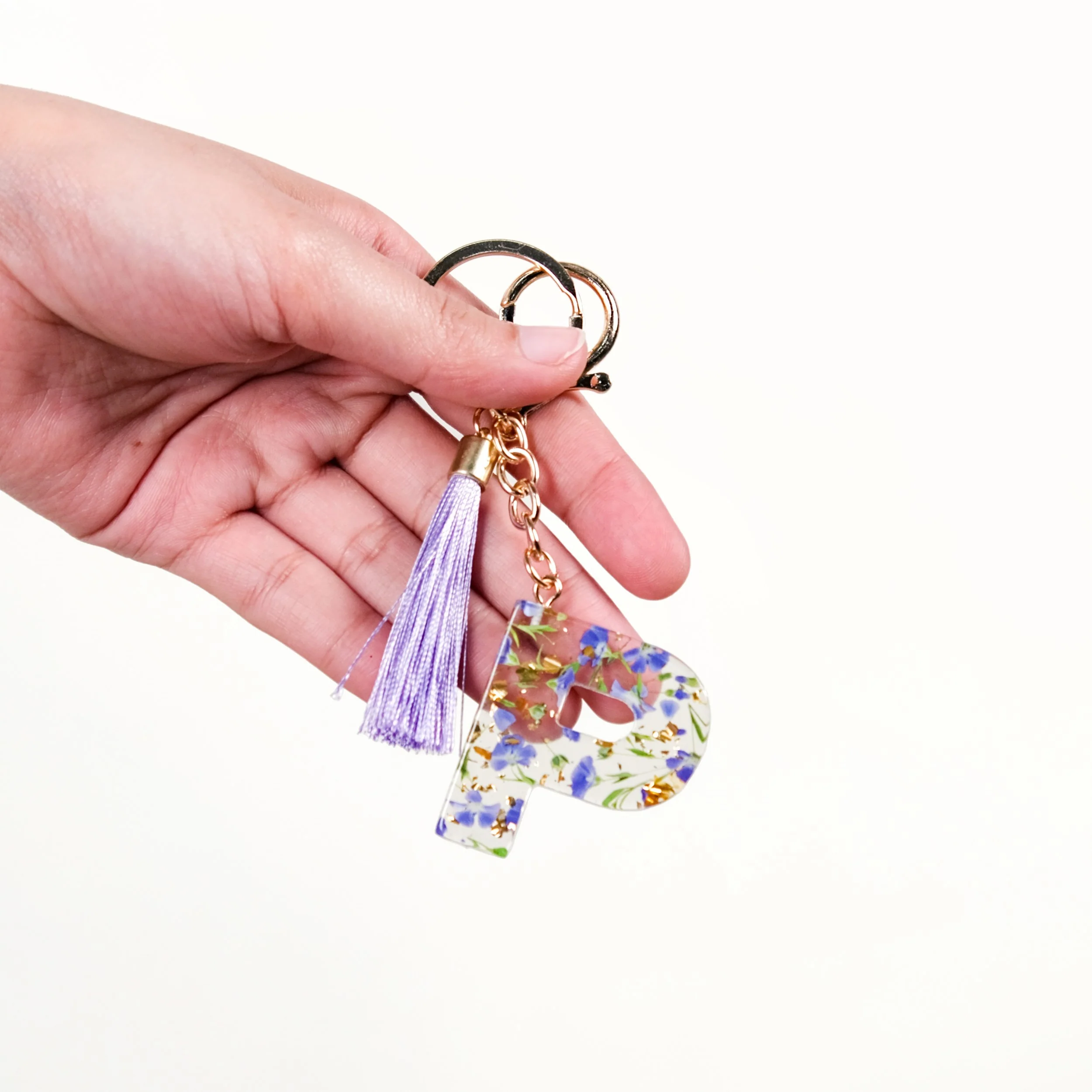 Petals And Glitter P Dual Hook Keychain - Image 2