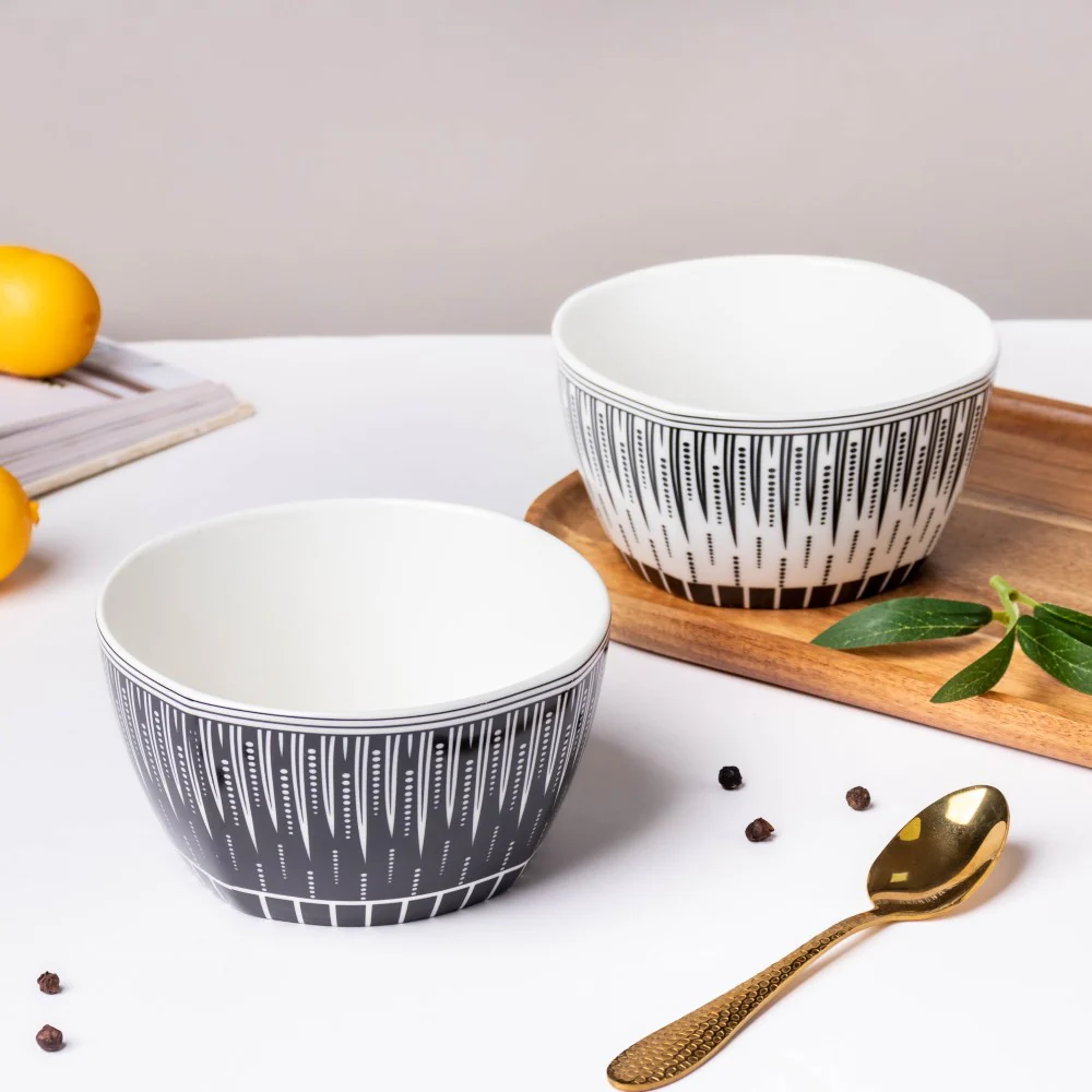Philocaly Linear Patterned Soup Bowl White 250 ml - Image 6