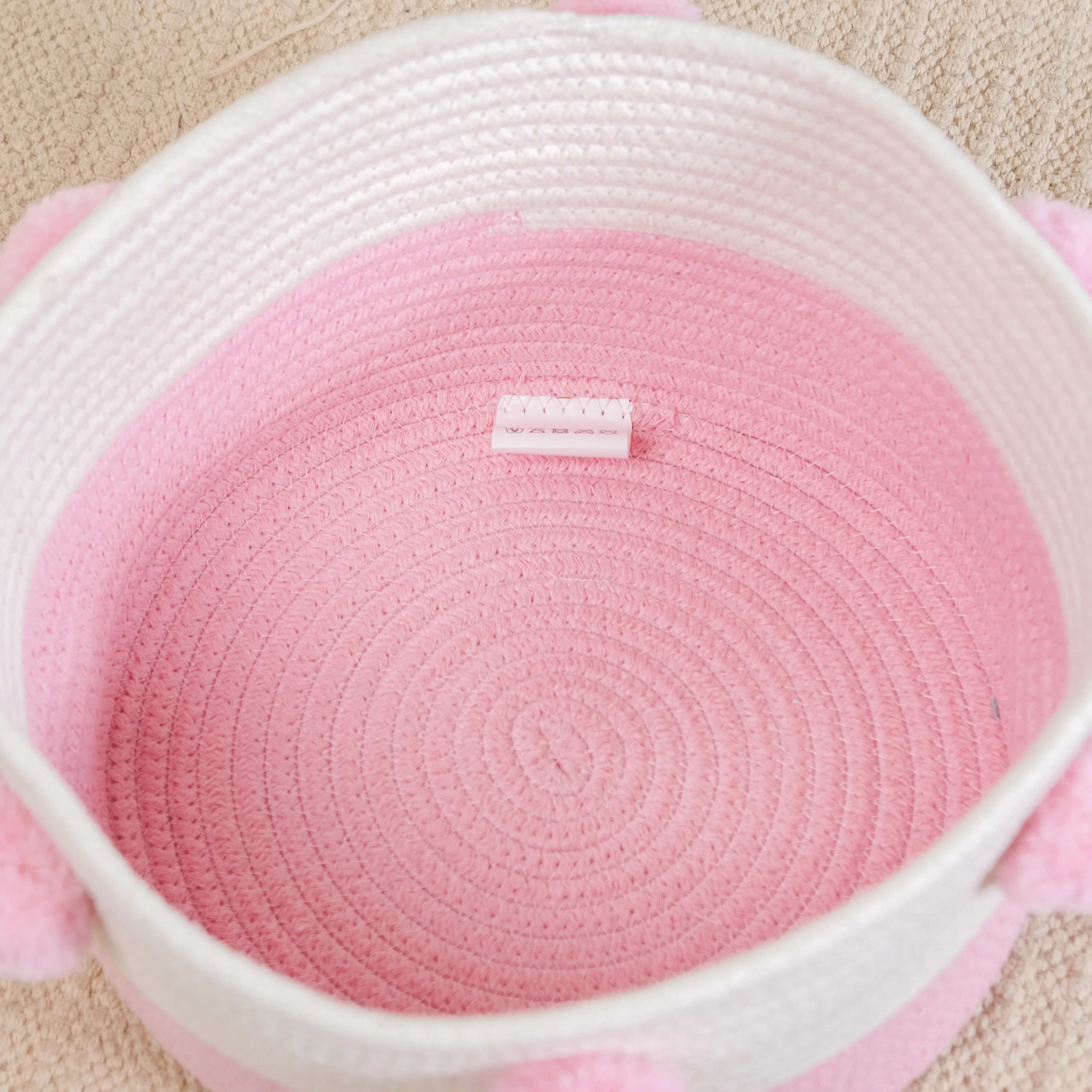 Pink And Mint Pom Pom Basket Set Of 2 18cm - Image 8
