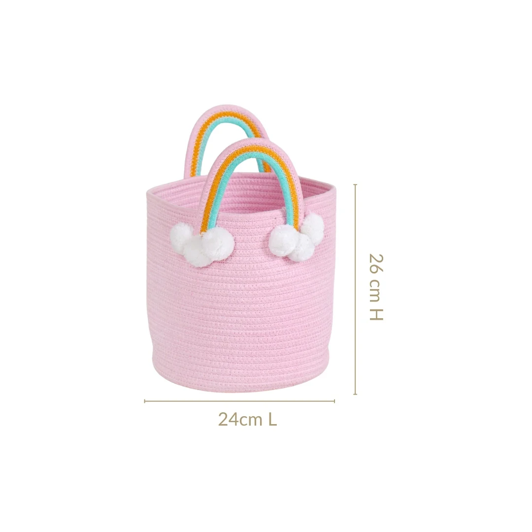 Pink Basket With Rainbow Handles 26cm - Image 4