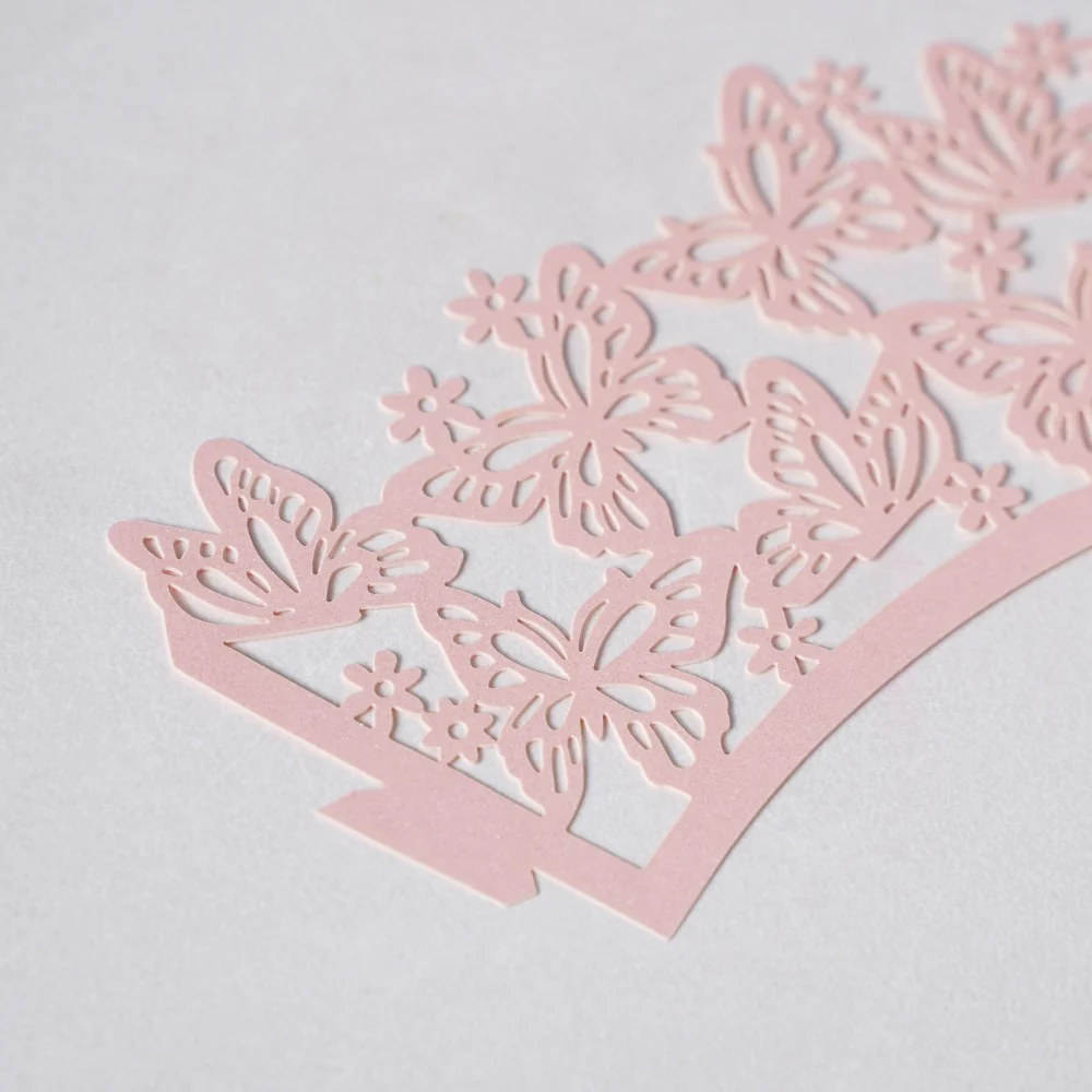 Pink Butterfly Lace Cupcake Wrapper Set of 20 - Image 4