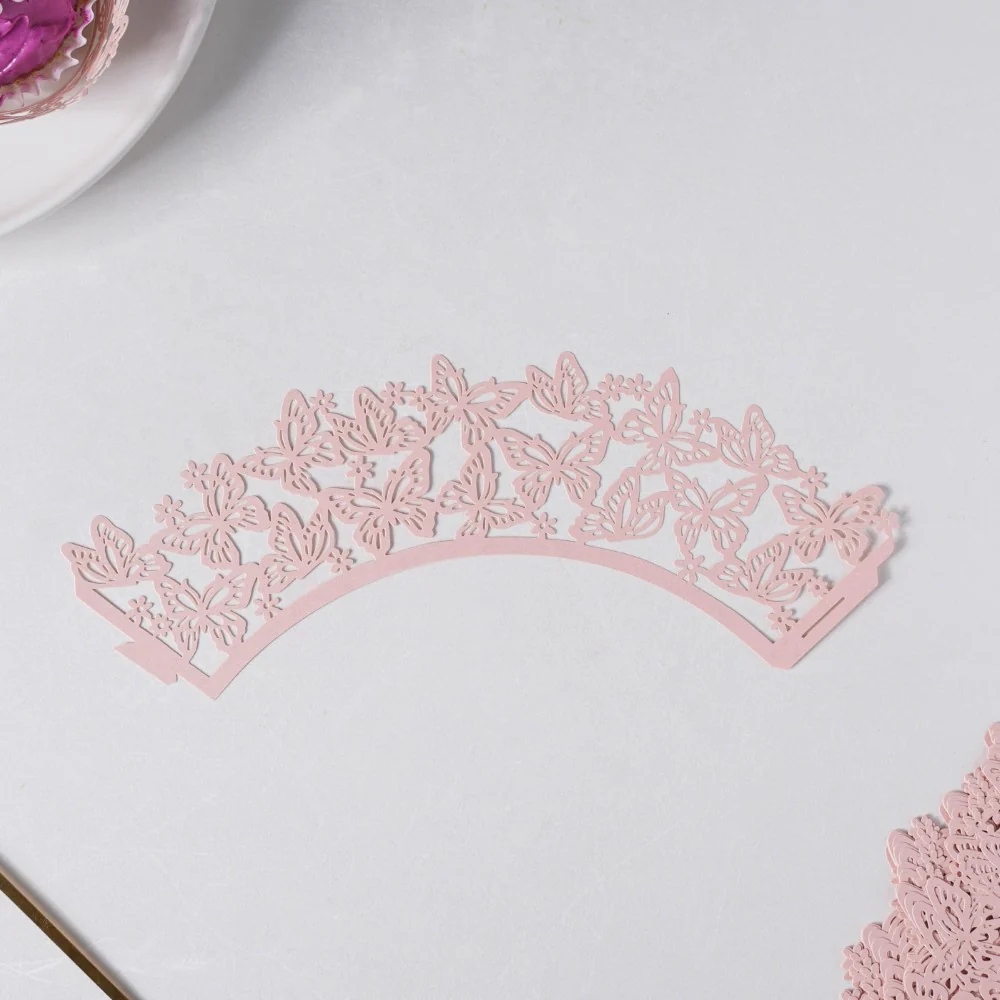 Pink Butterfly Lace Cupcake Wrapper Set of 20 - Image 9