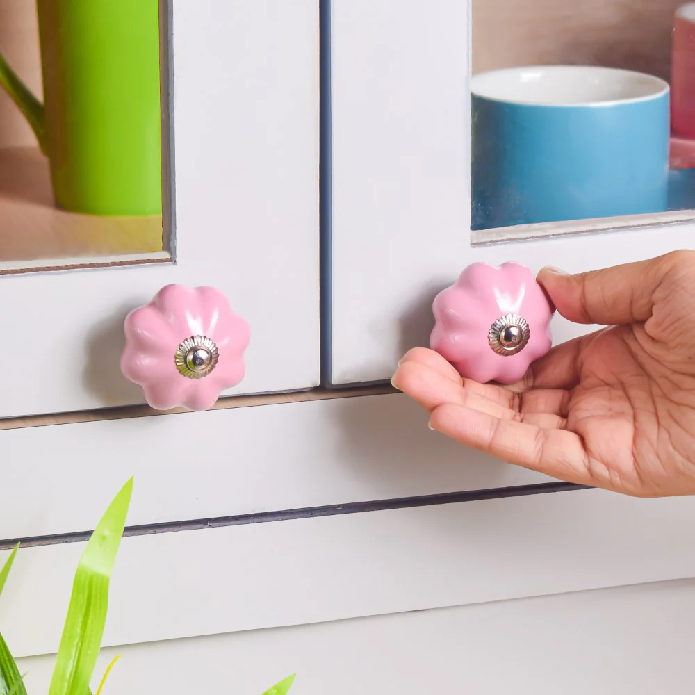 Pink Ceramic Door Knob Pink Set Of 6 - Image 2