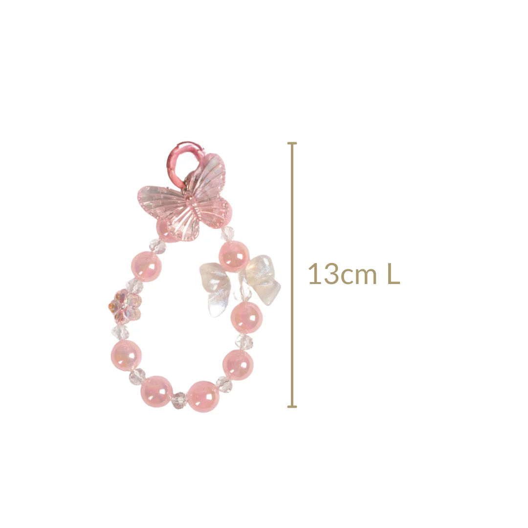 Pink Garden Charm Keyring With Beads - Image 4