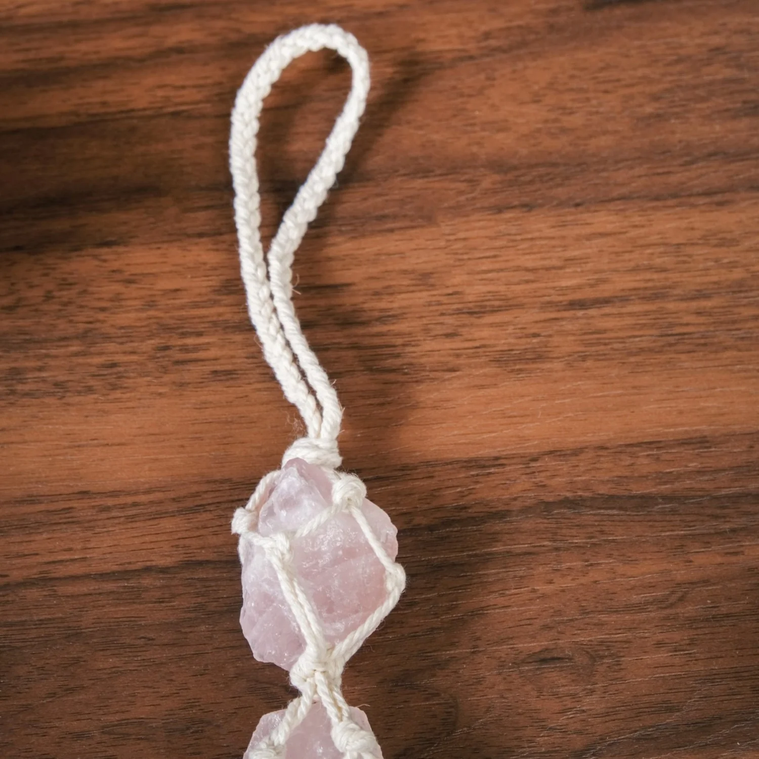 Pink Salt Crystal Macrame Hanging Set Of 2 - Image 3