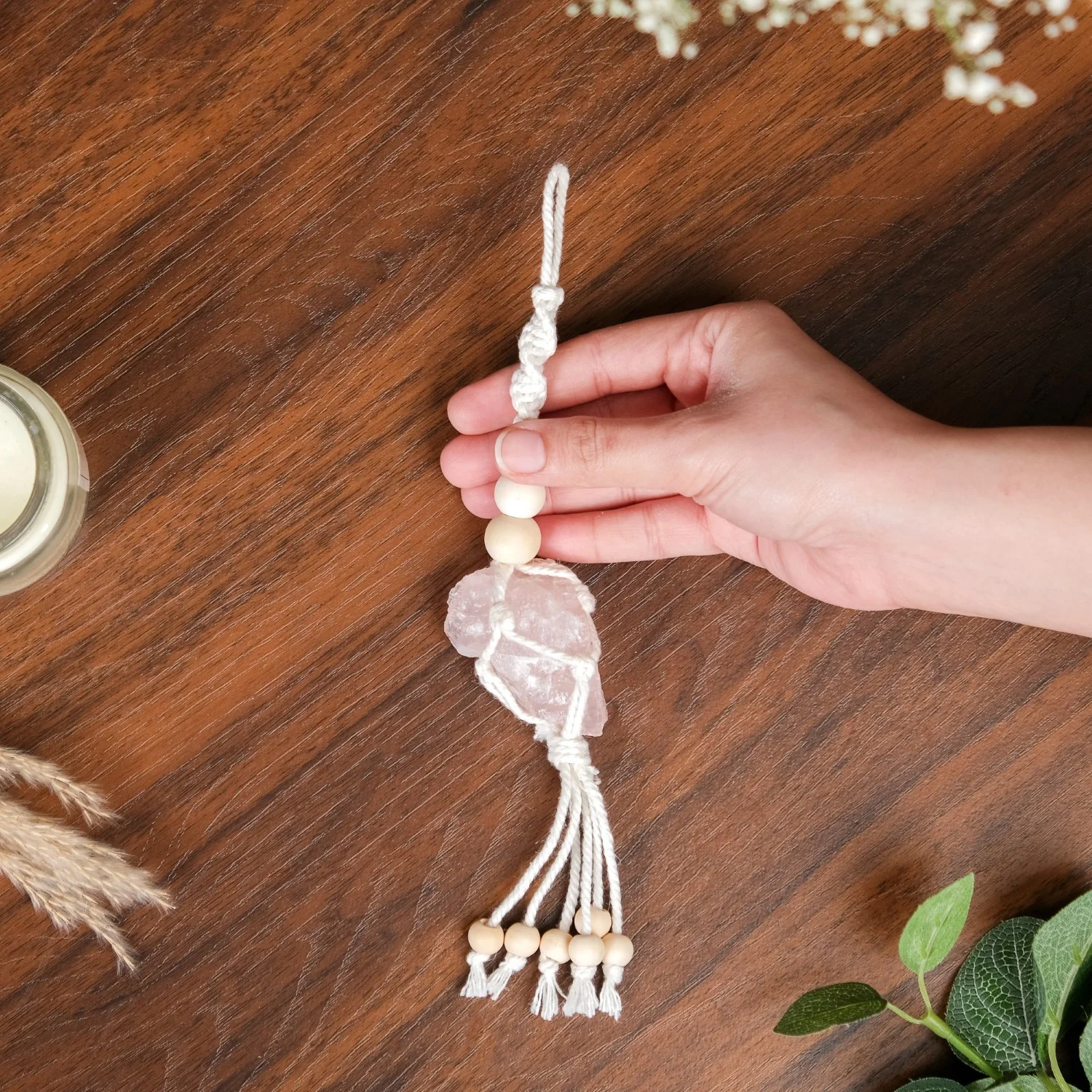 Pink Salt Macrame Wall Hanging Set Of 2 - Image 2