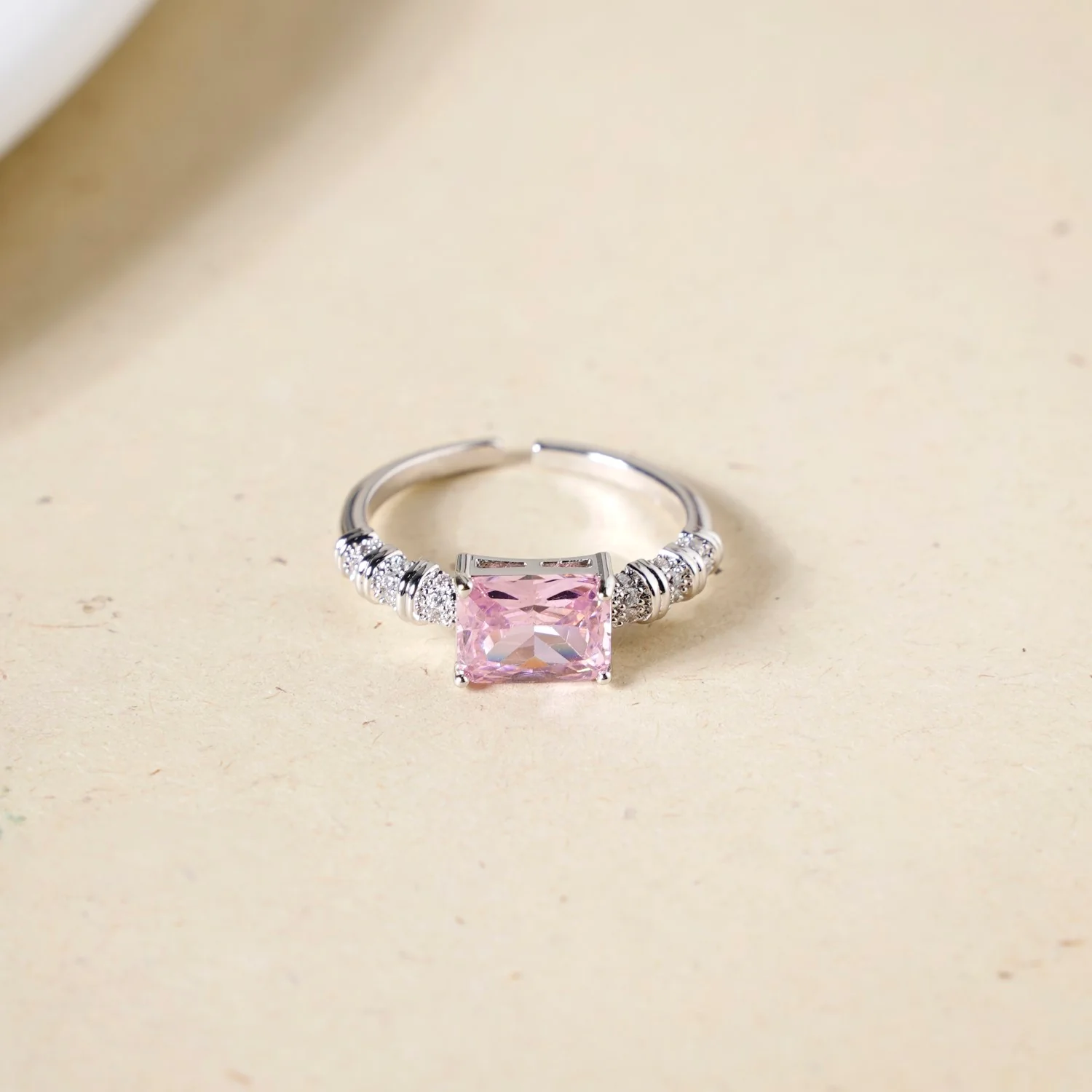 Pink Stone Geometric Ring - Image 5