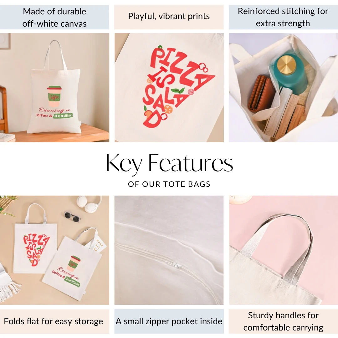 Pizza Coffee Canvas Tote Bag Set Of 2 - Image 5