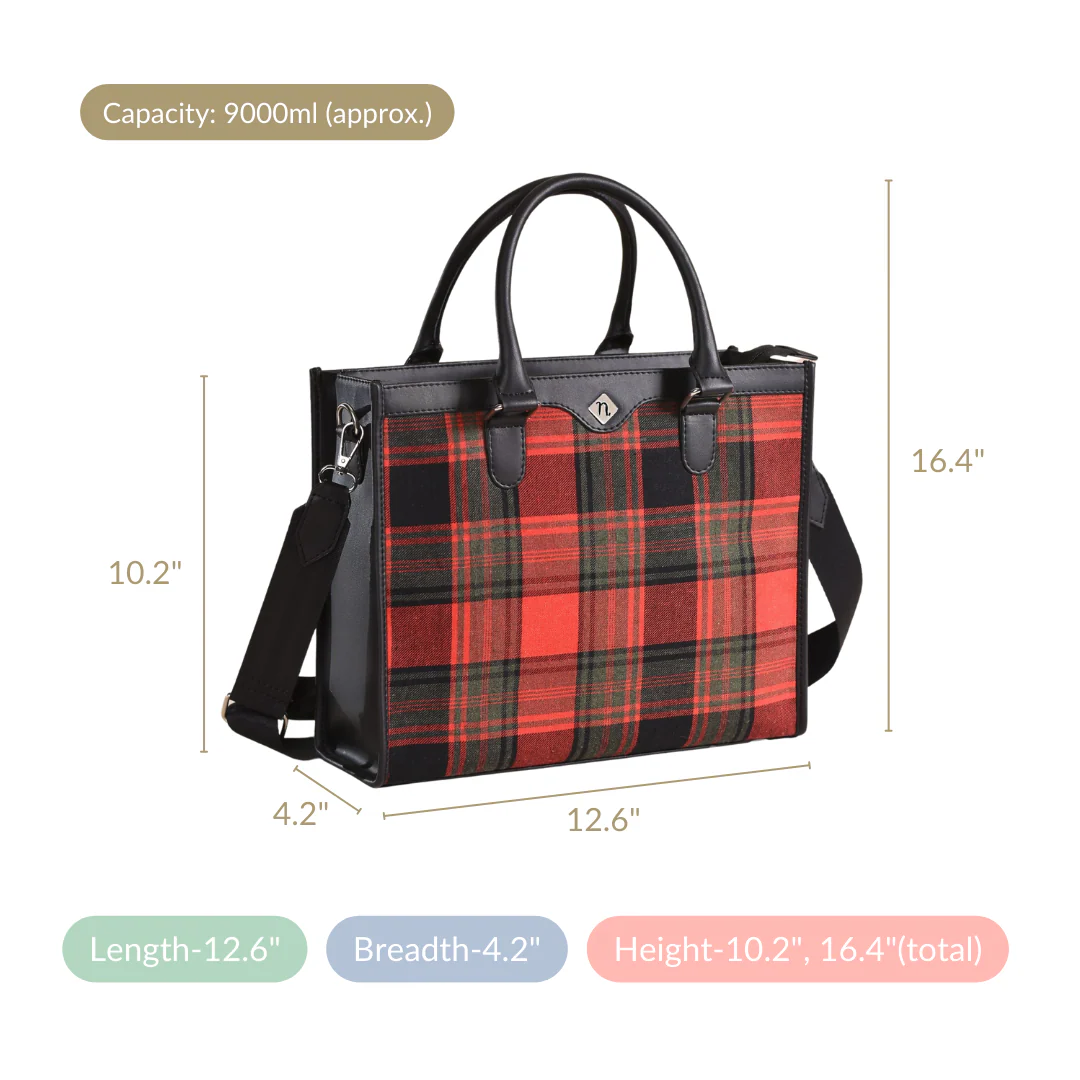 Plaid Checkered Handbag With Sling - Image 4