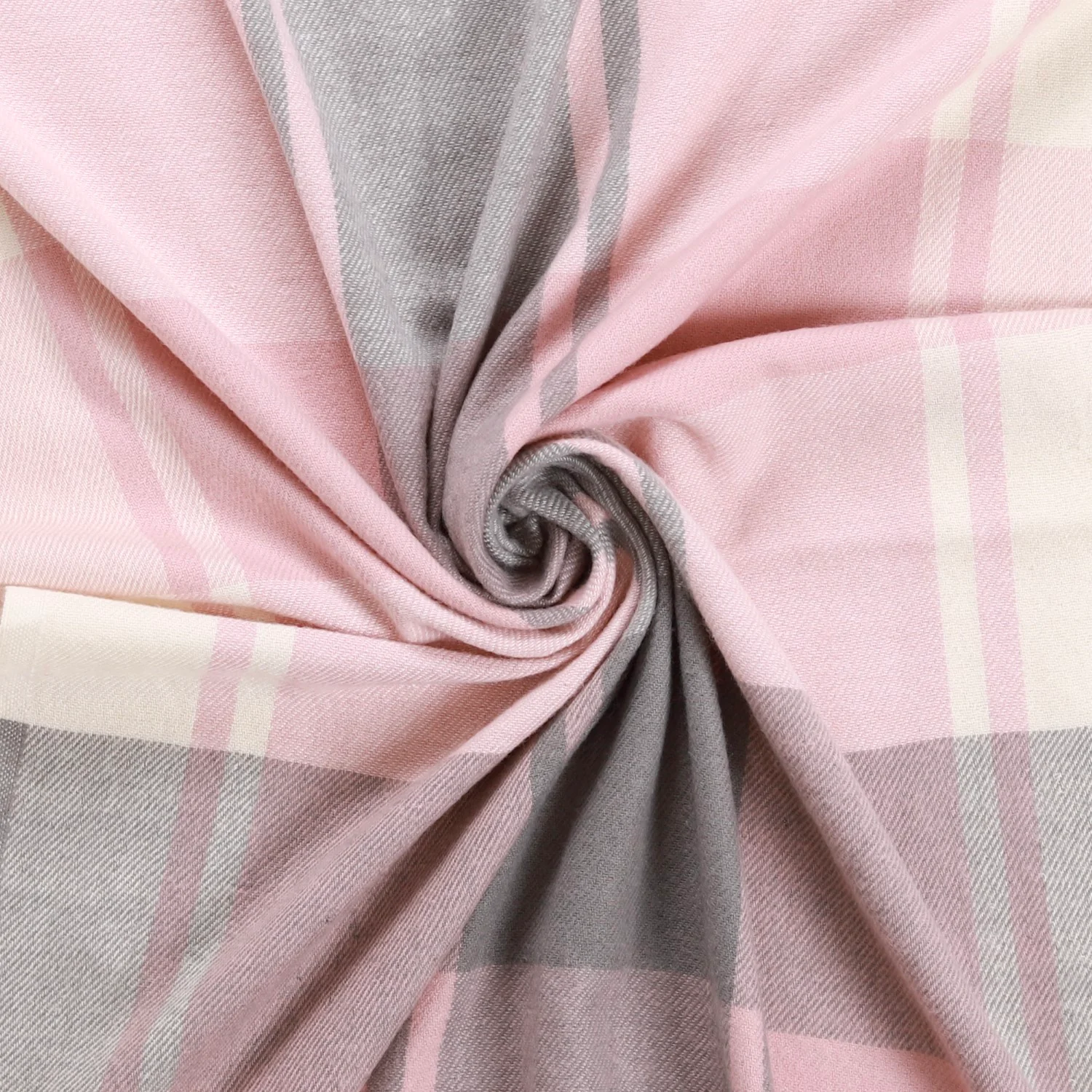 Plaid Pink And Grey Blanket Scarf - Image 5