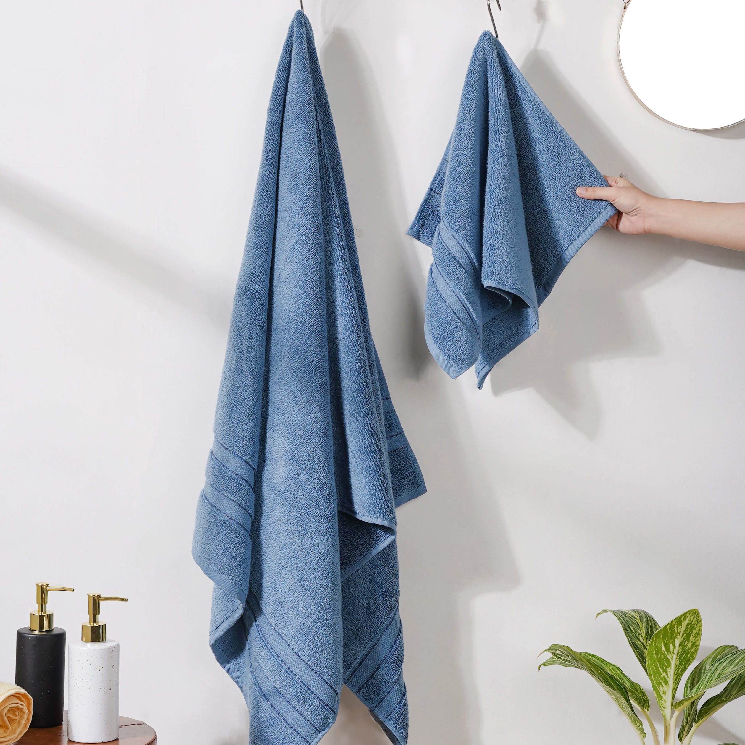 Plushy Bubbly Blue 100% Cotton Towel Set of 2 - Image 2