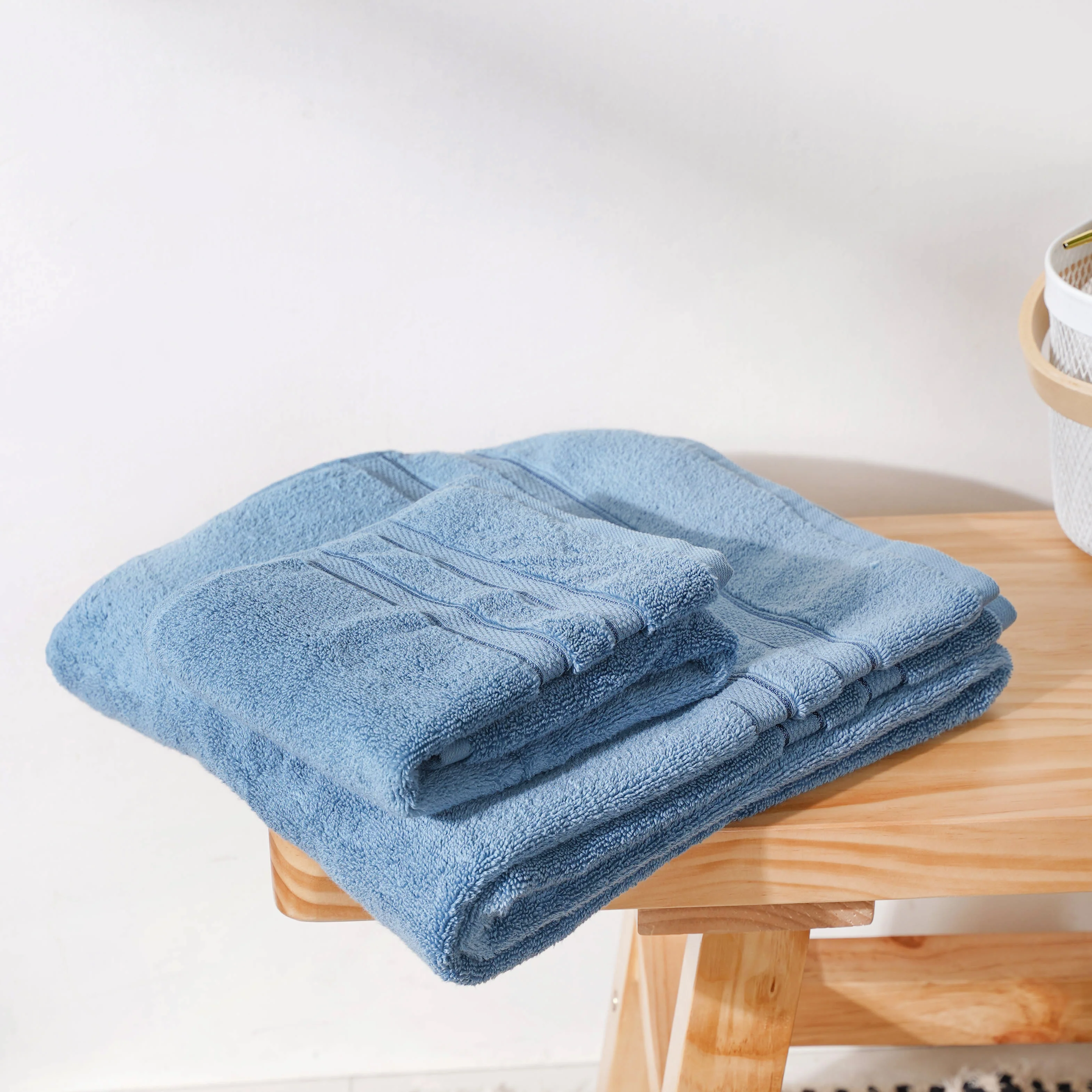 Plushy Bubbly Blue 100% Cotton Towel Set of 2 - Image 3